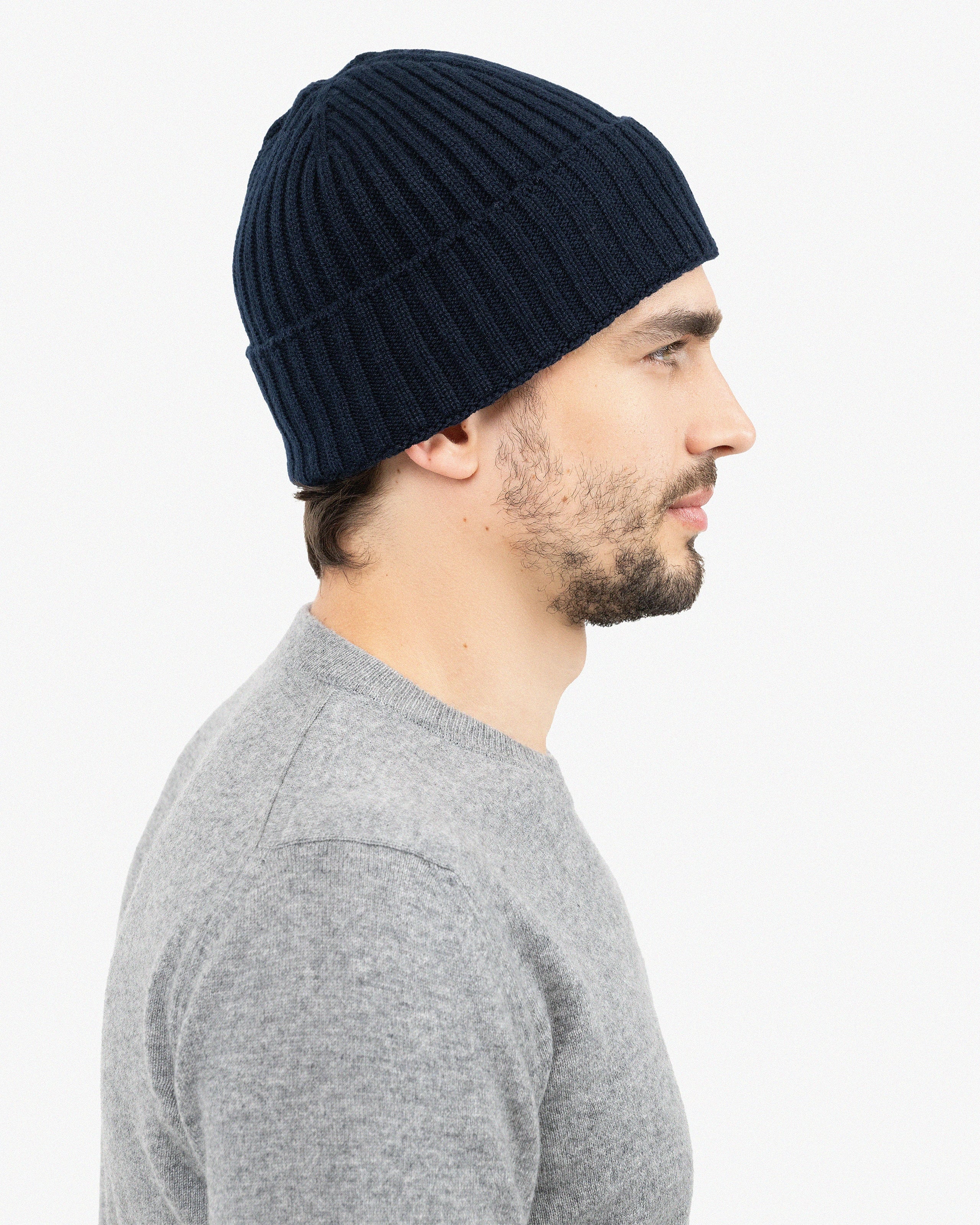 Men's Ribbed Hat - Night Blue Cashmere