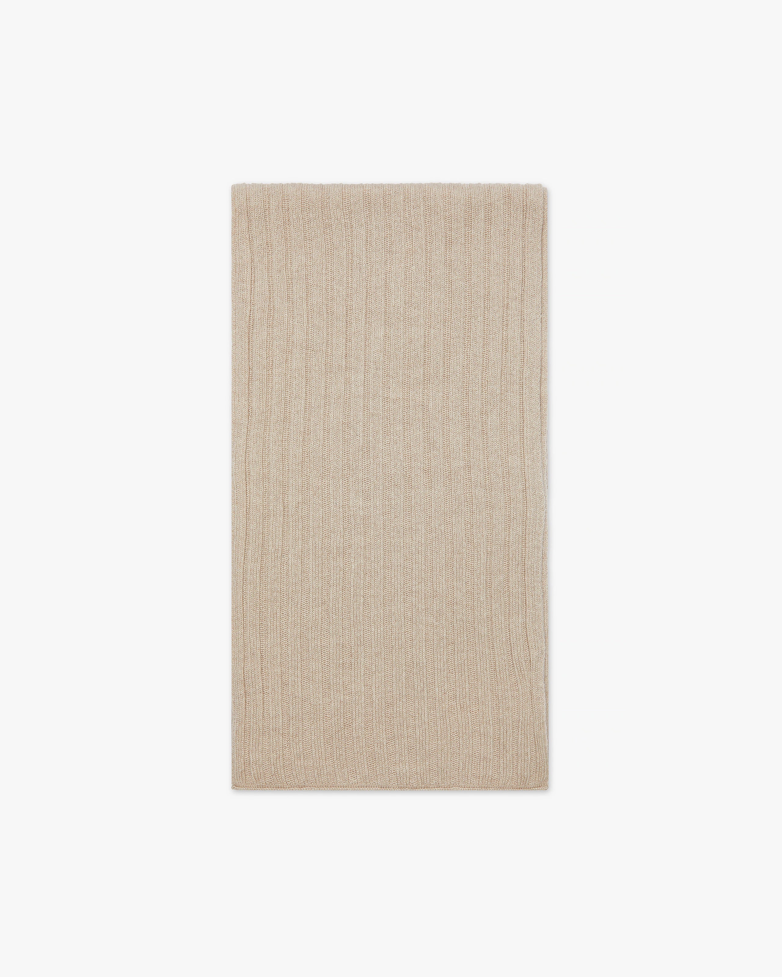 Men's Ribbed Scarf - Beige Cashmere