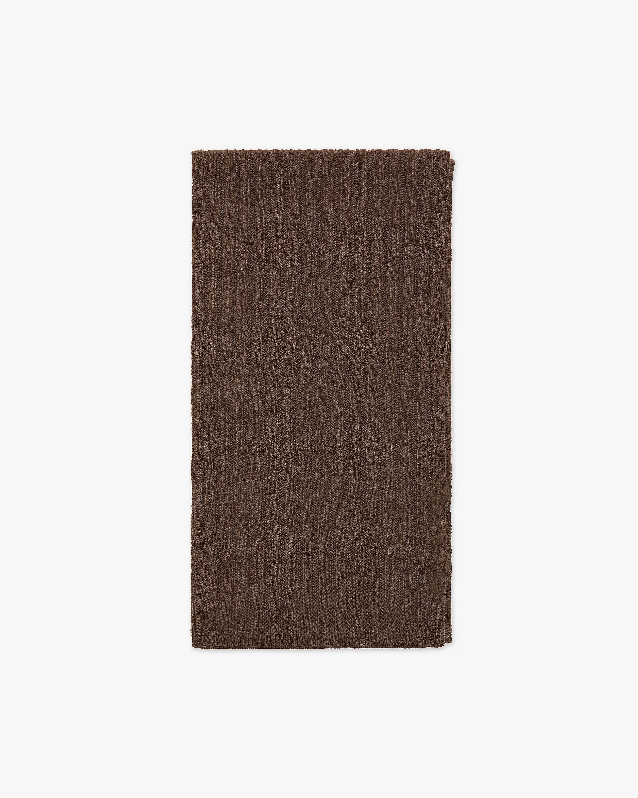 Men's Ribbed Scarf - Brown Cashmere