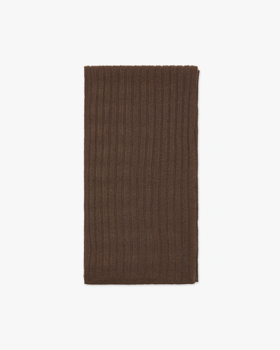 Men's Ribbed Scarf - Brown Cashmere