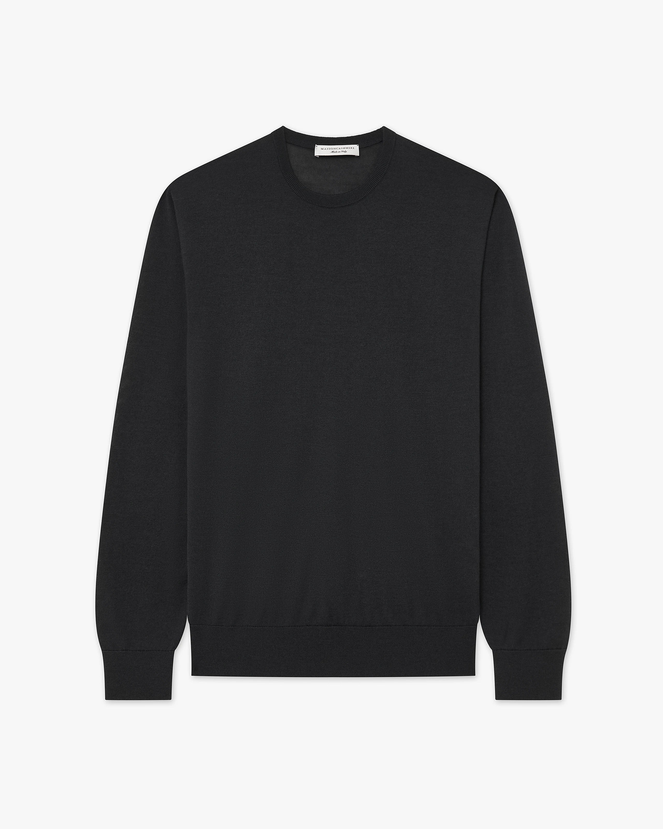 Men's Ritz Crew Neck Sweater - Black Cashmere / Seta