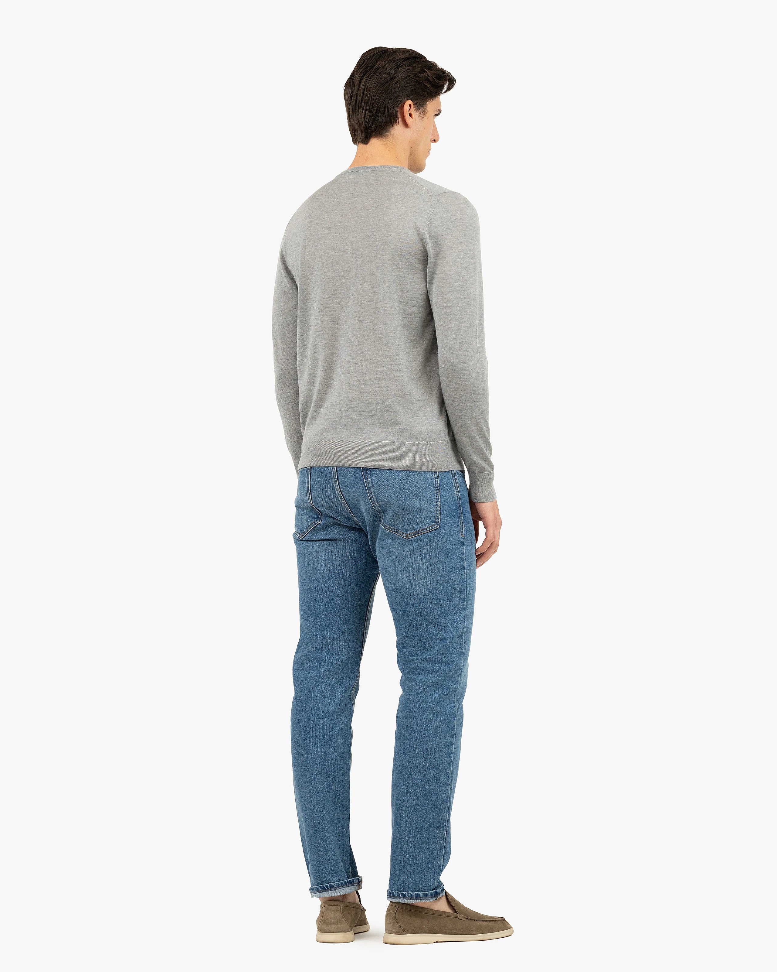 Men's Ritz Crew Neck Sweater - Grey Cashmere / Seta