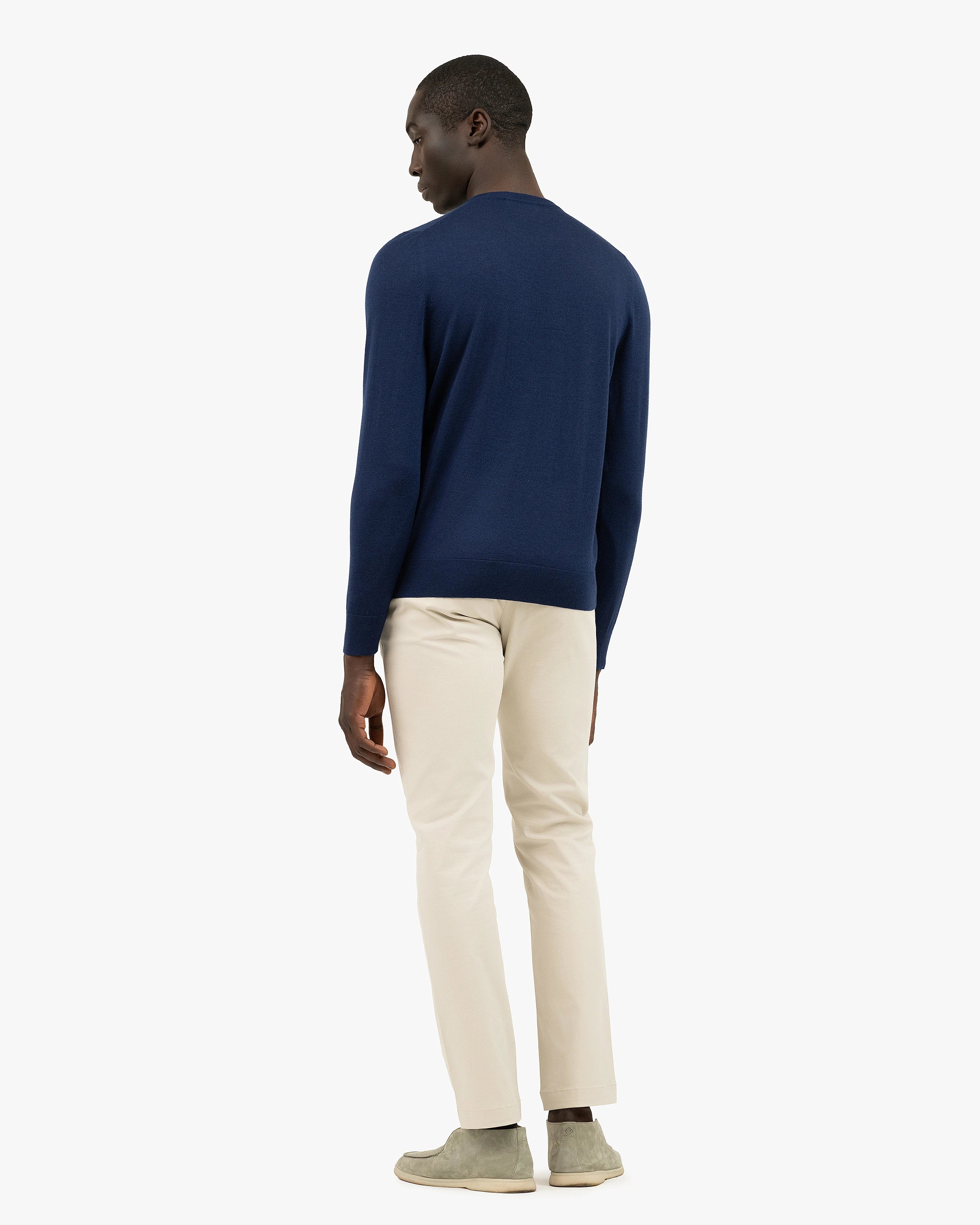 Men's Ritz Crew Neck Sweater - Blue Cashmere / Seta