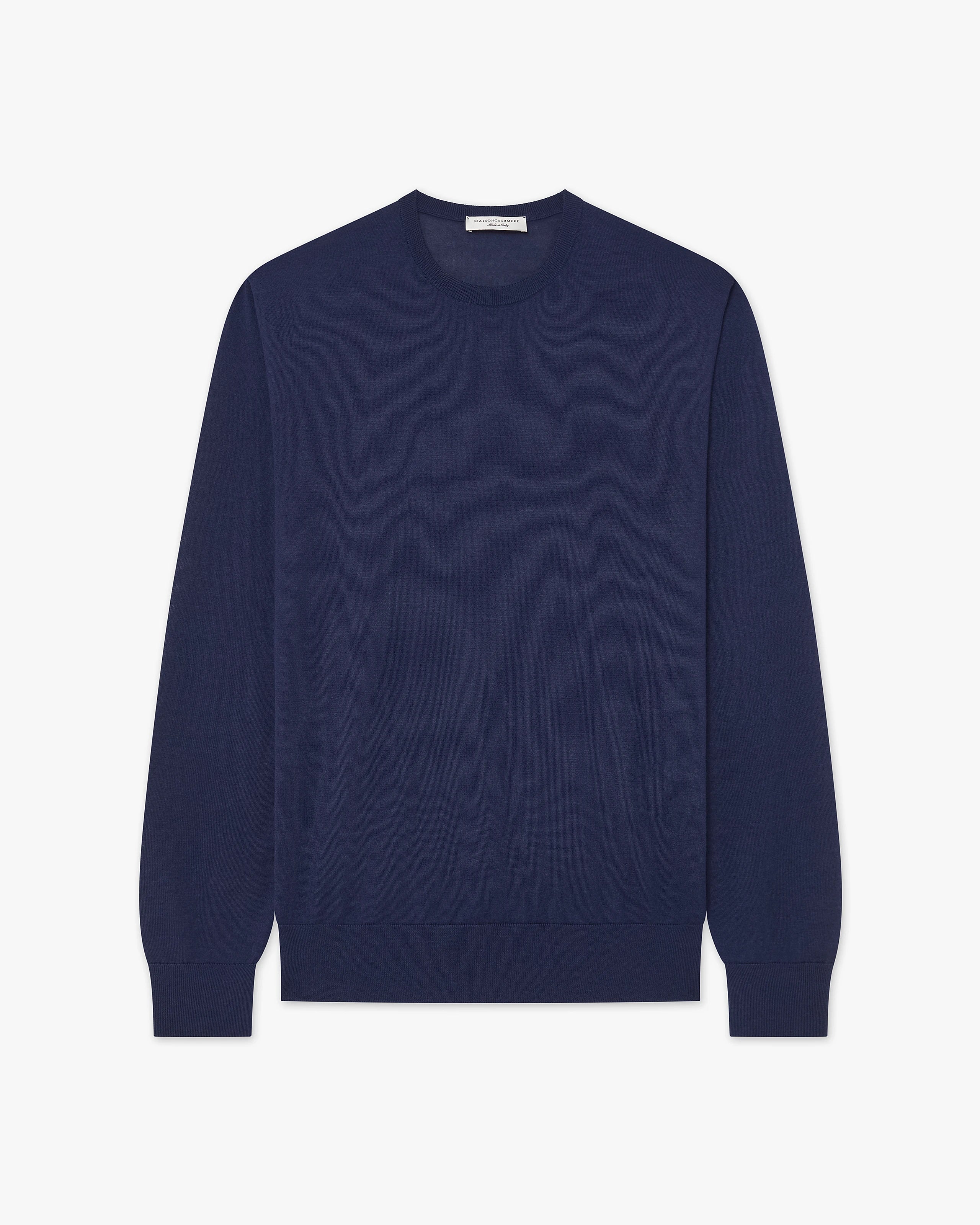 Men's Ritz Crew Neck Sweater - Blue Cashmere / Seta