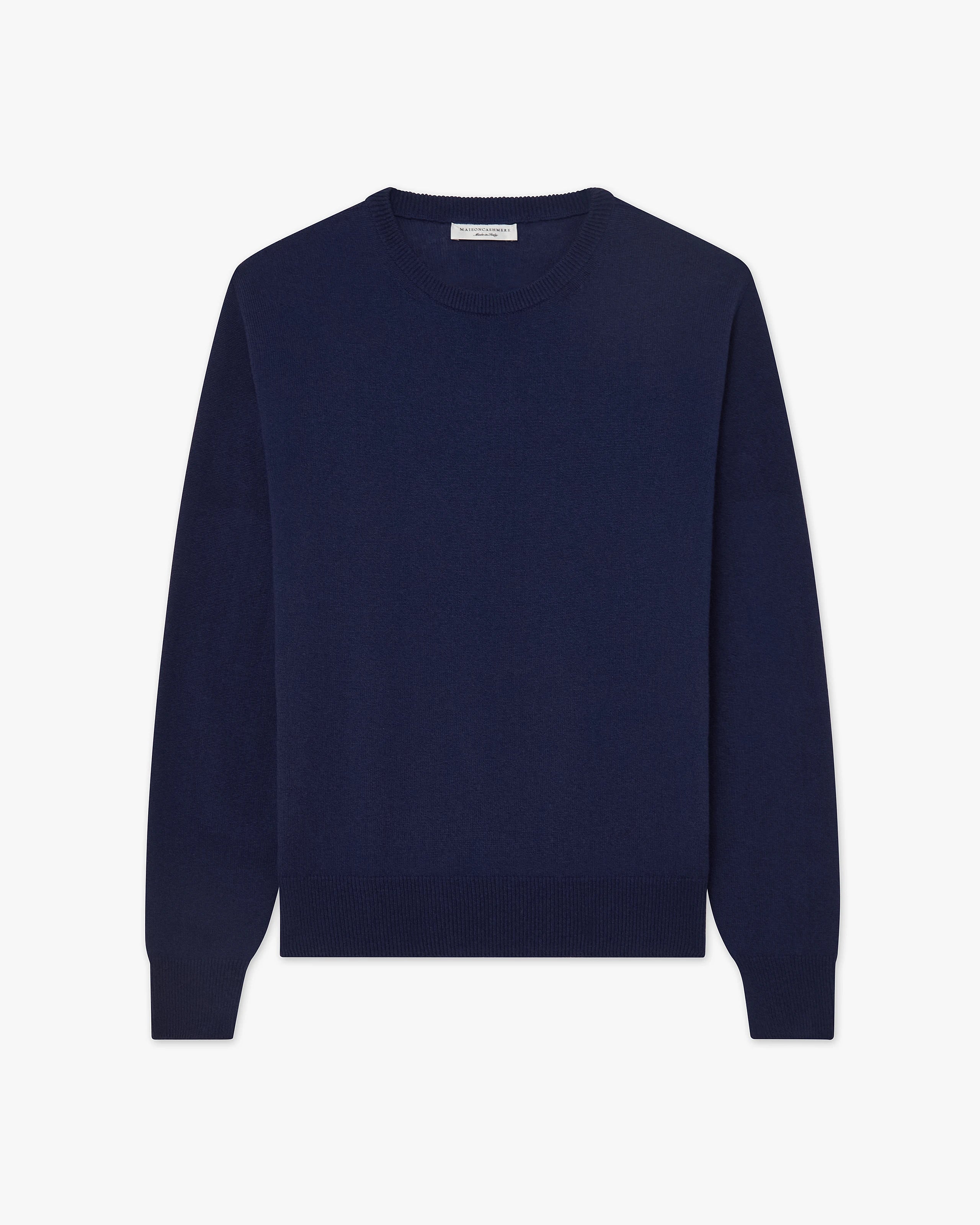 Men's Saxon Crew Neck Sweater - Blue Merino