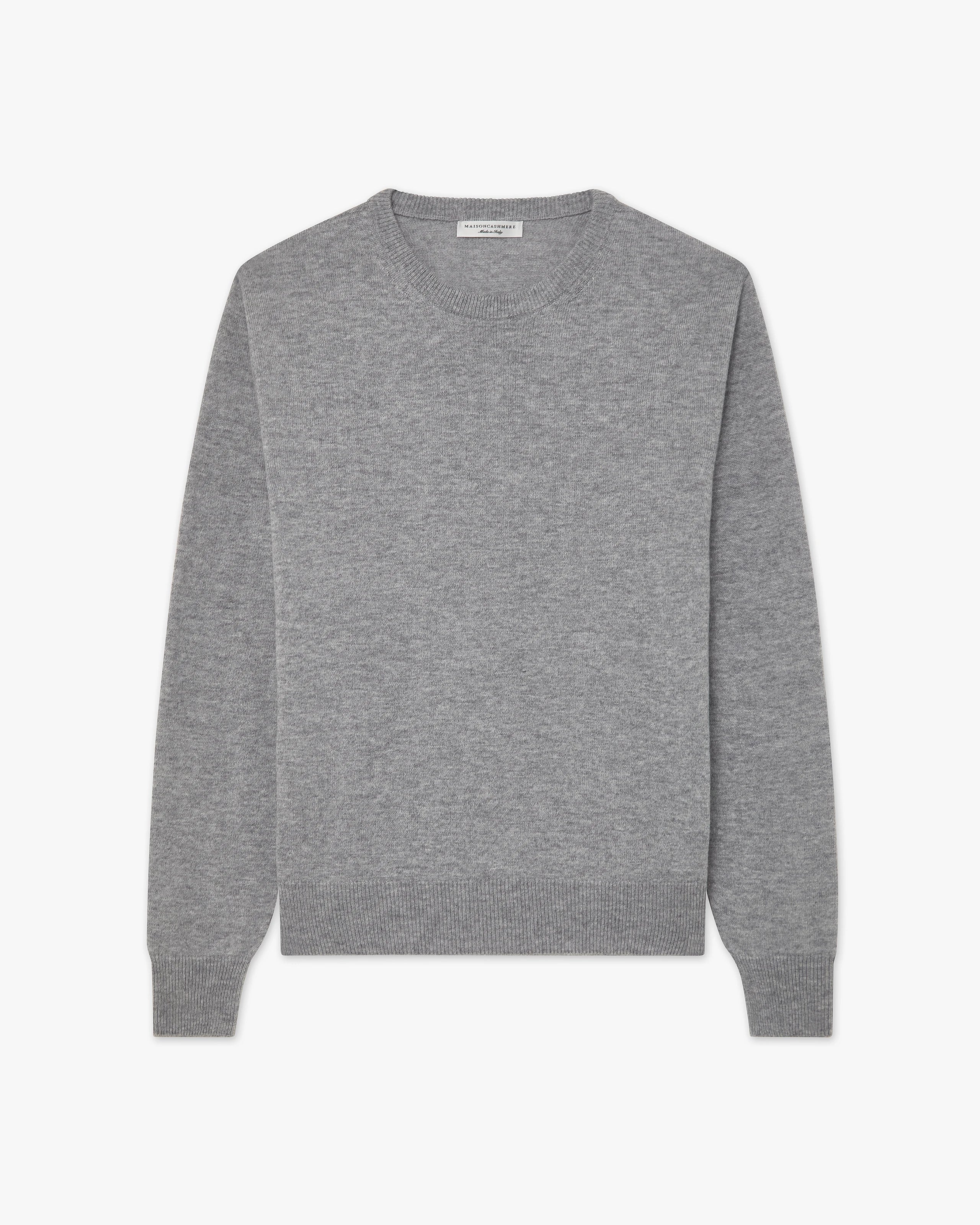【新品】ennoy MERINO WOOL SWEATER MIX GRAY Men's Saxon Merino Crew Neck Sweater - Medium Grey | MaisonCashmere