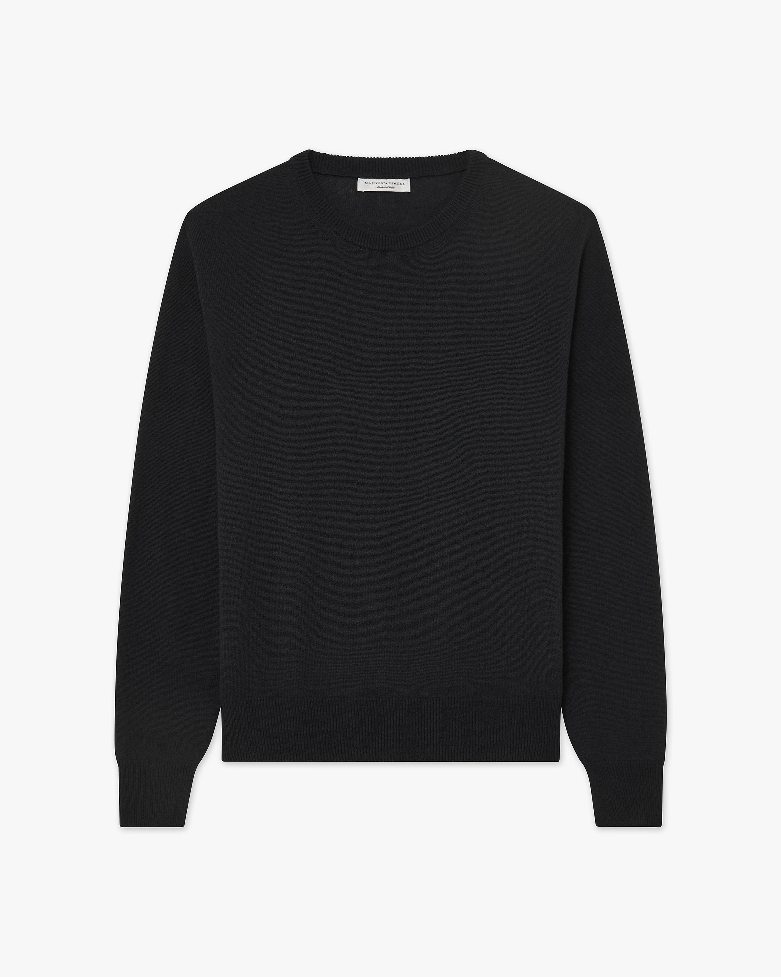Men's Saxon Crew Neck Sweater - Black Merino
