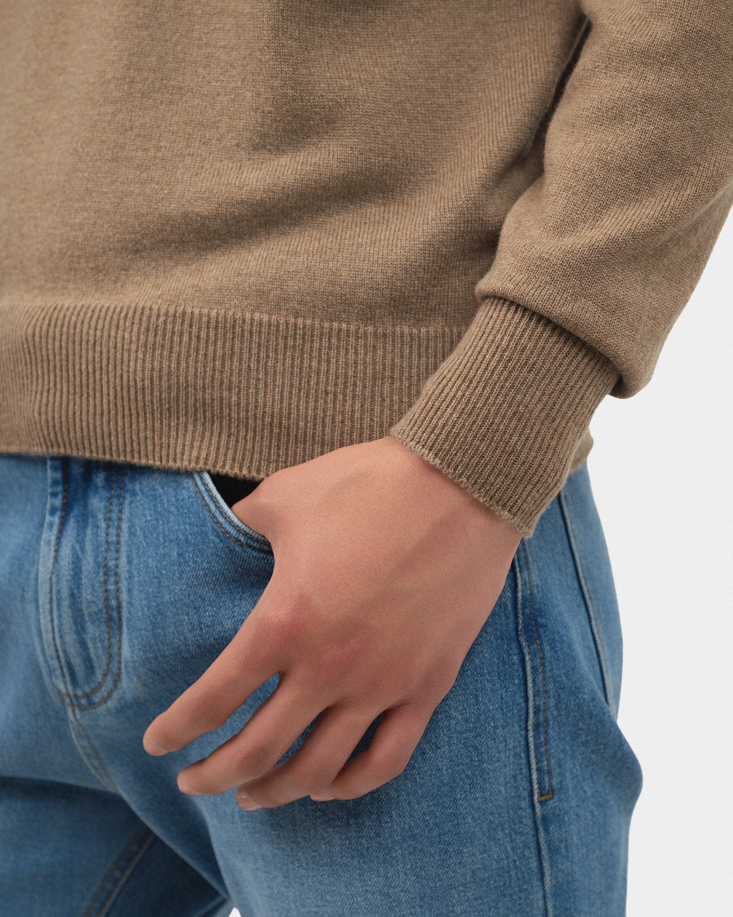 Men's Saxon Crew Neck Sweater - Hazelnut Merino