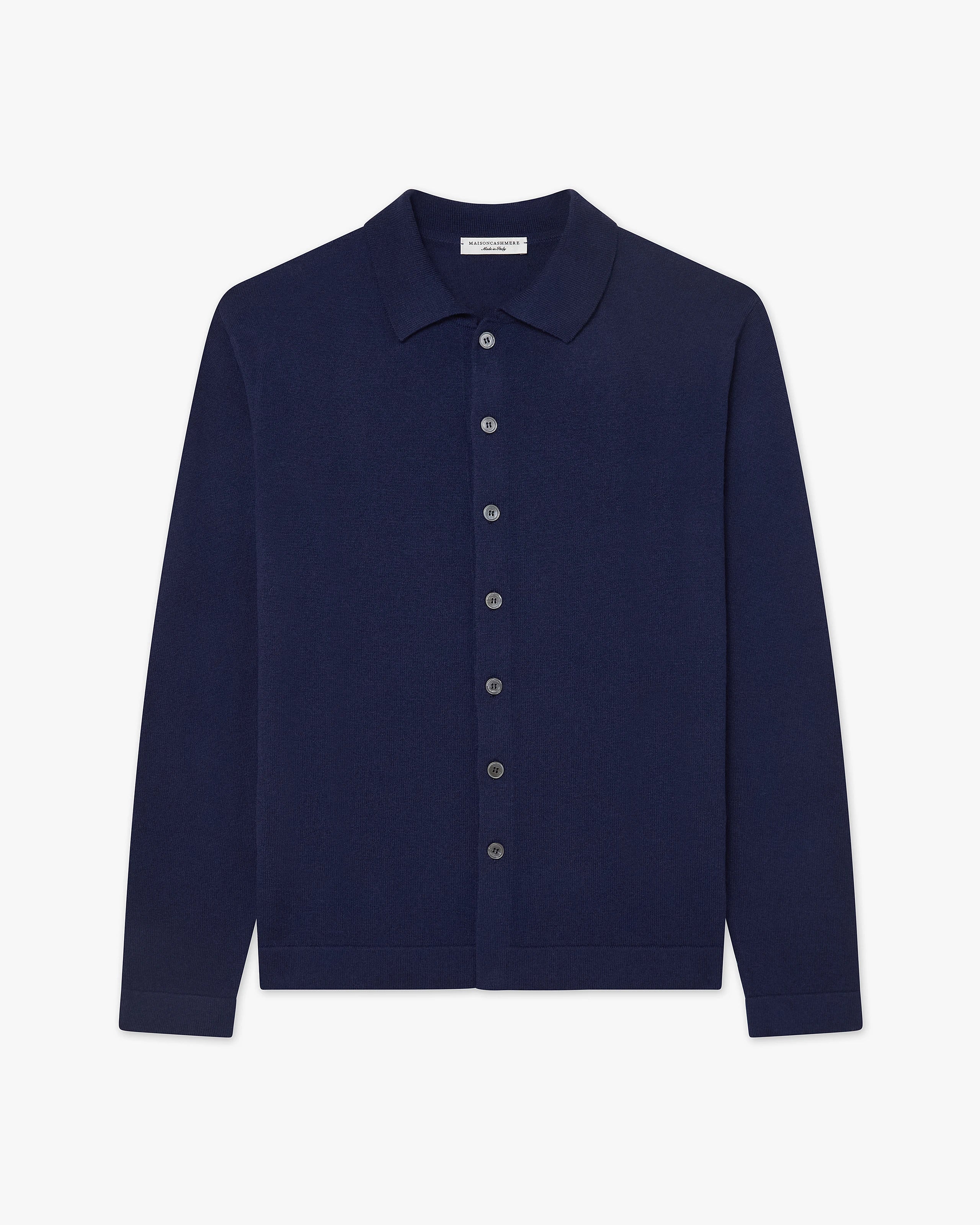 Men's Saxon Knit Shirt - Blue Merino