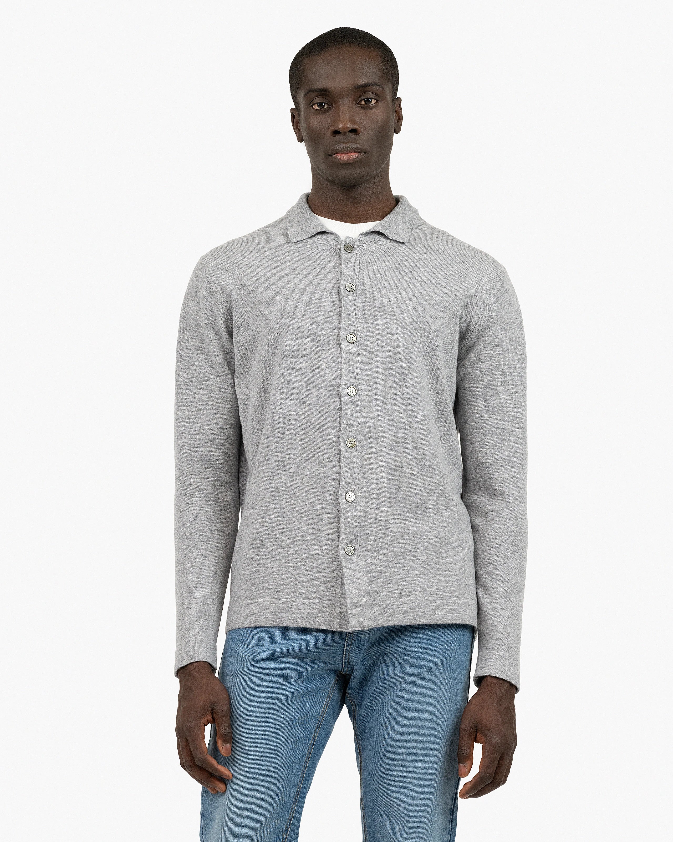 Men's Saxon Knit Shirt - Medium Grey Merino