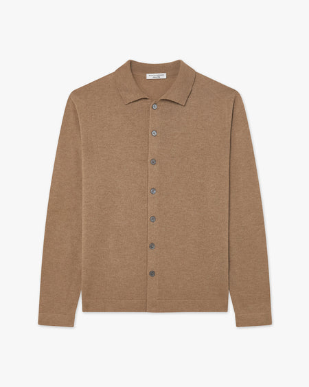 Men's Saxon Knit Shirt - Hazelnut Merino