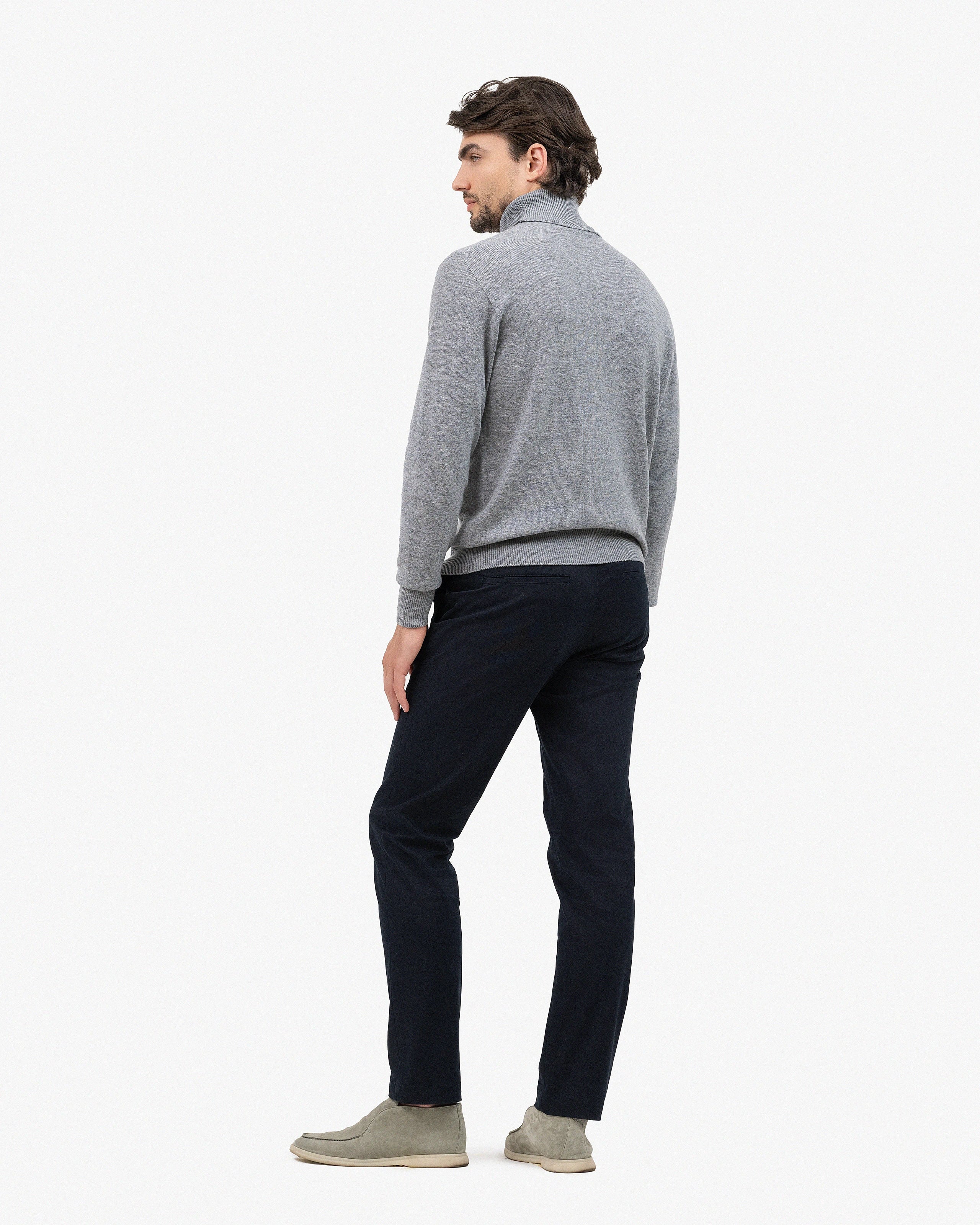 Men's Saxon Turtleneck Sweater - Medium Grey Merino