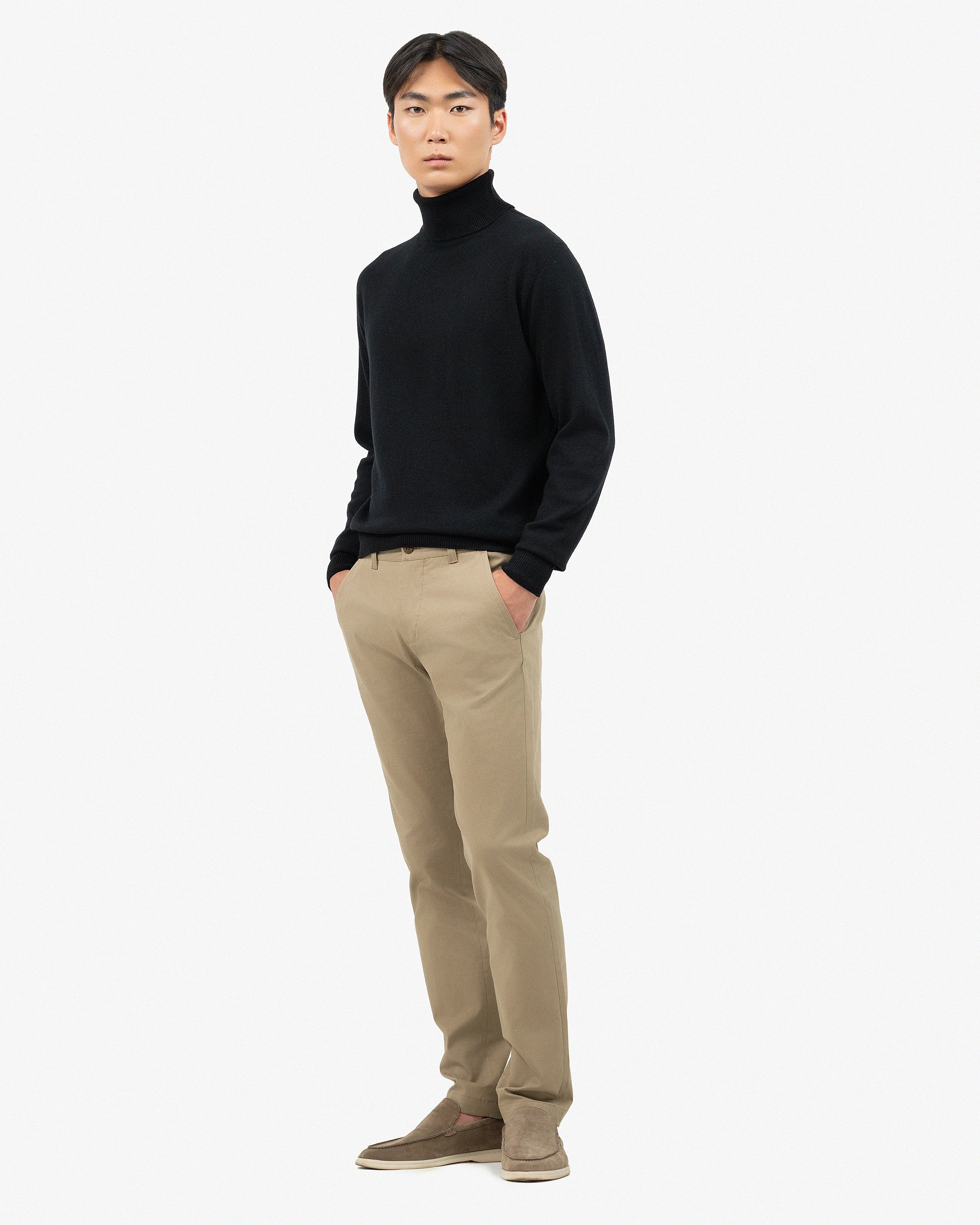 Men's Saxon Turtleneck Sweater - Black Merino