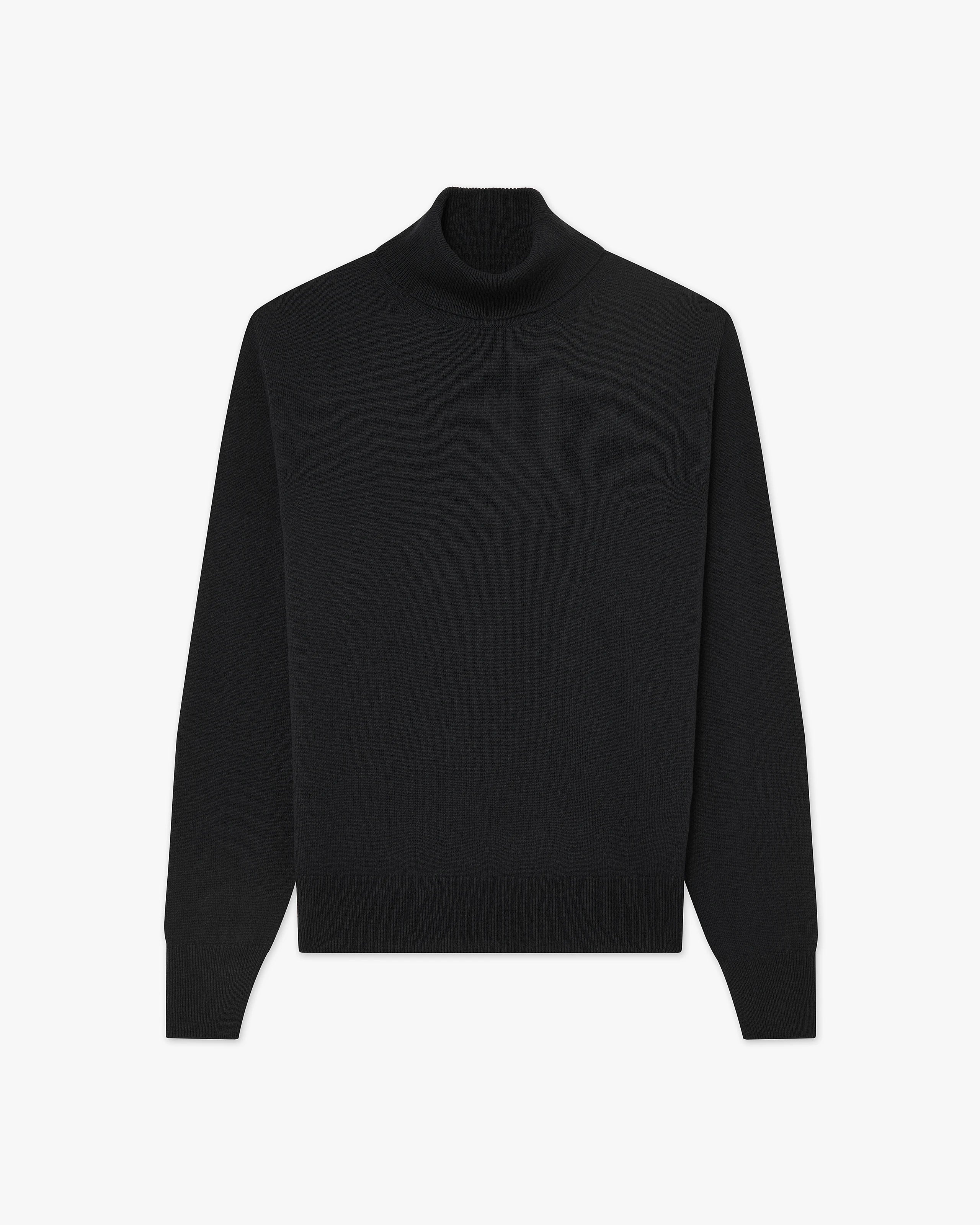 Men's Saxon Turtleneck Sweater - Black Merino