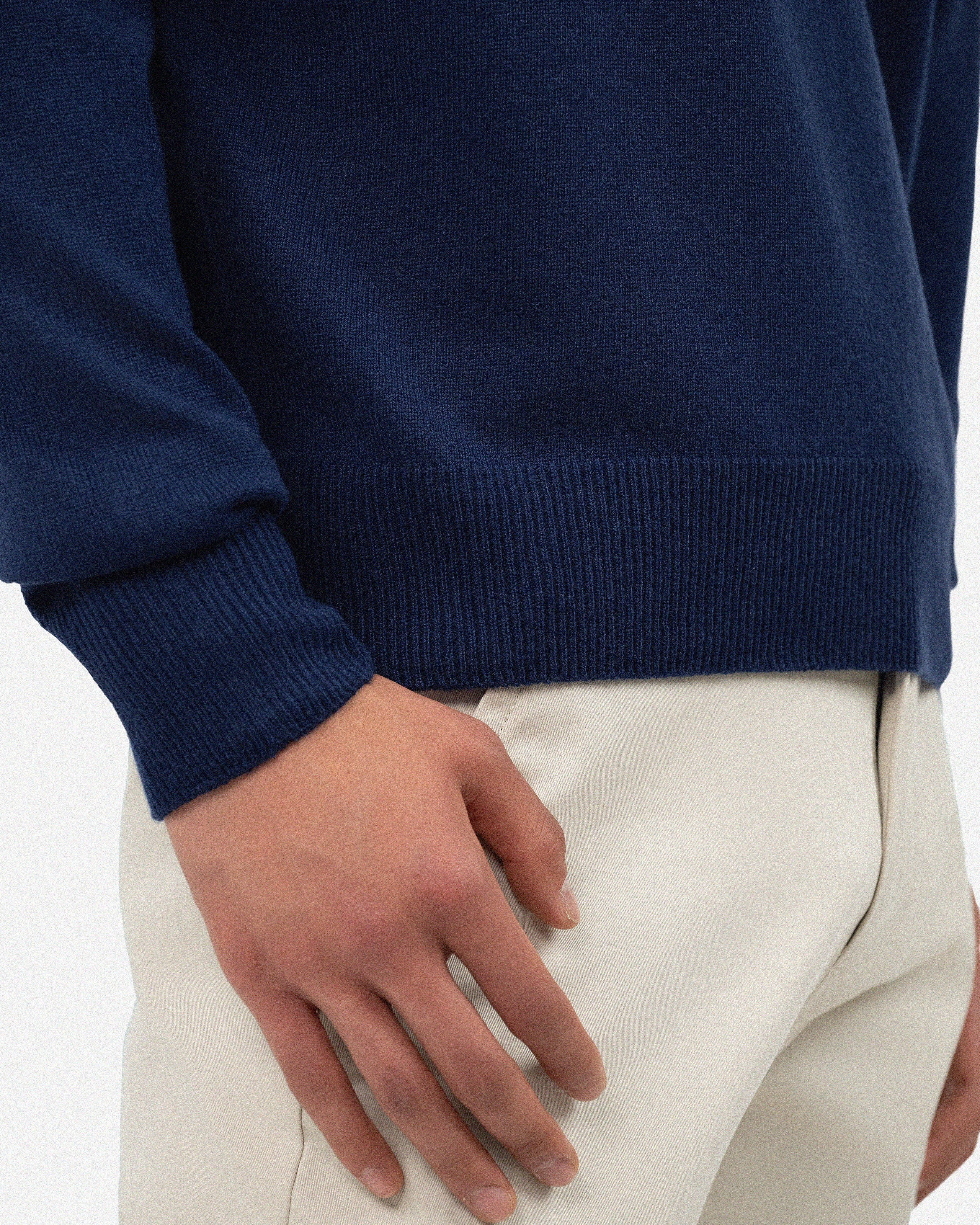 Men's Saxon V-Neck Sweater - Blue Merino