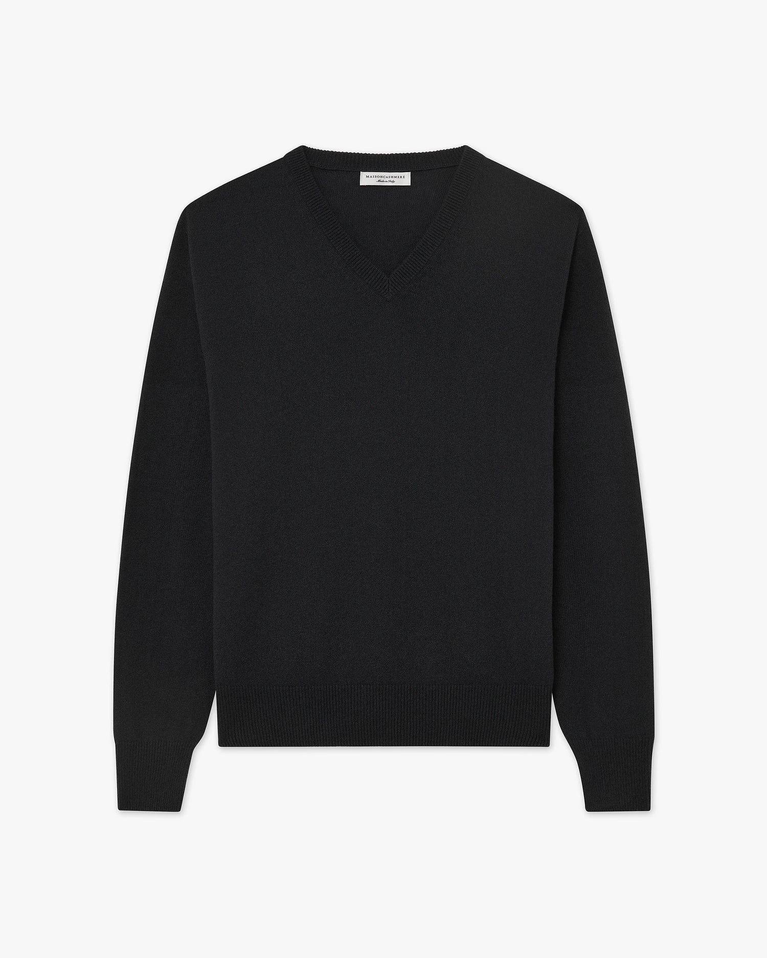 Men's Saxon V-Neck Sweater - Black Merino