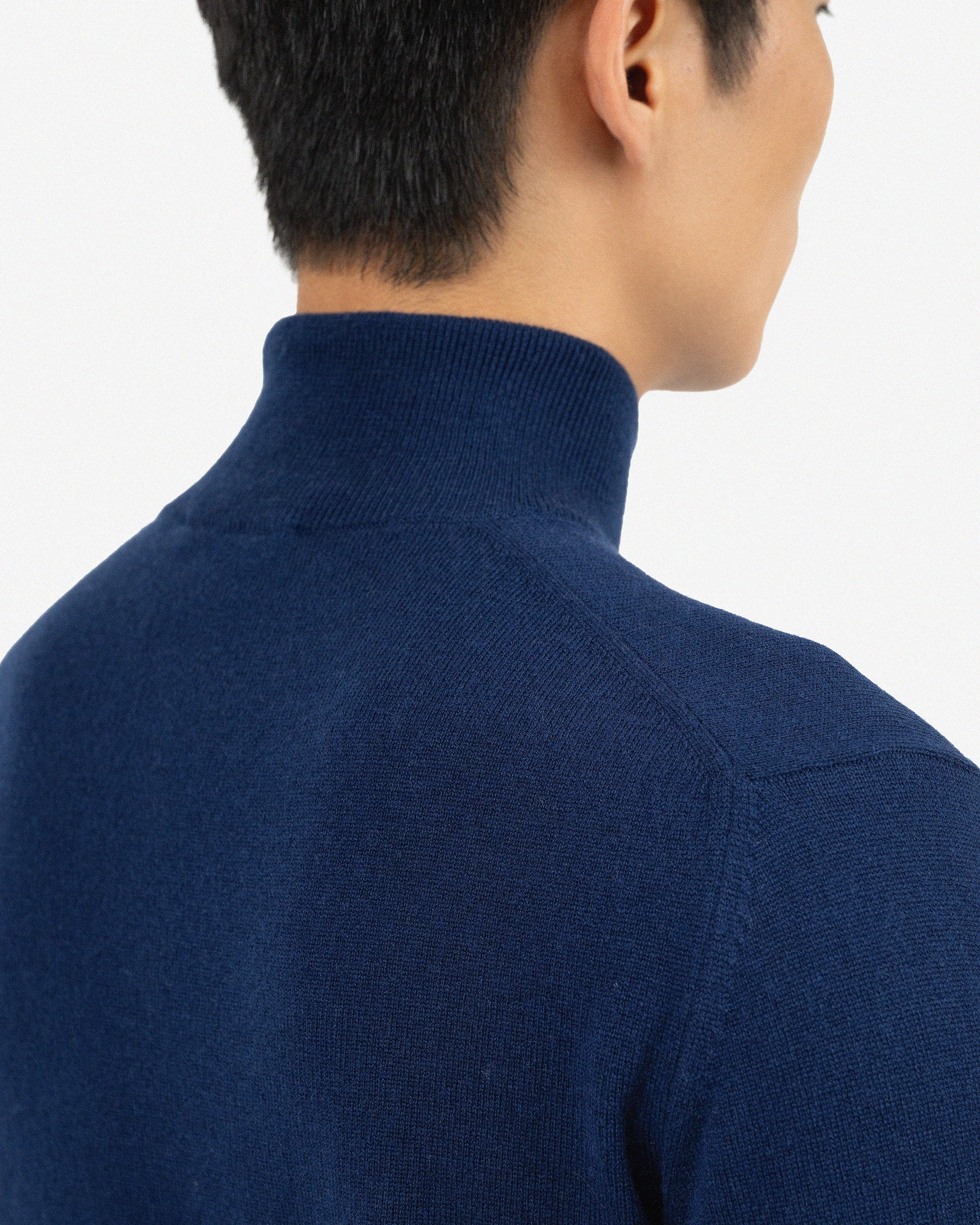 Men's Saxon Half-Zip Mock Neck - Blue Merino