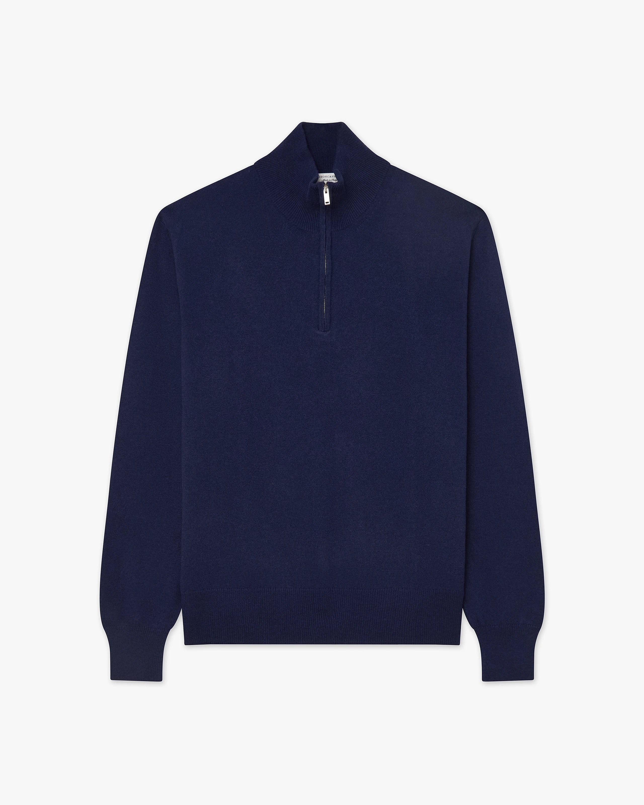Men's Saxon Half-Zip Mock Neck - Blue Merino