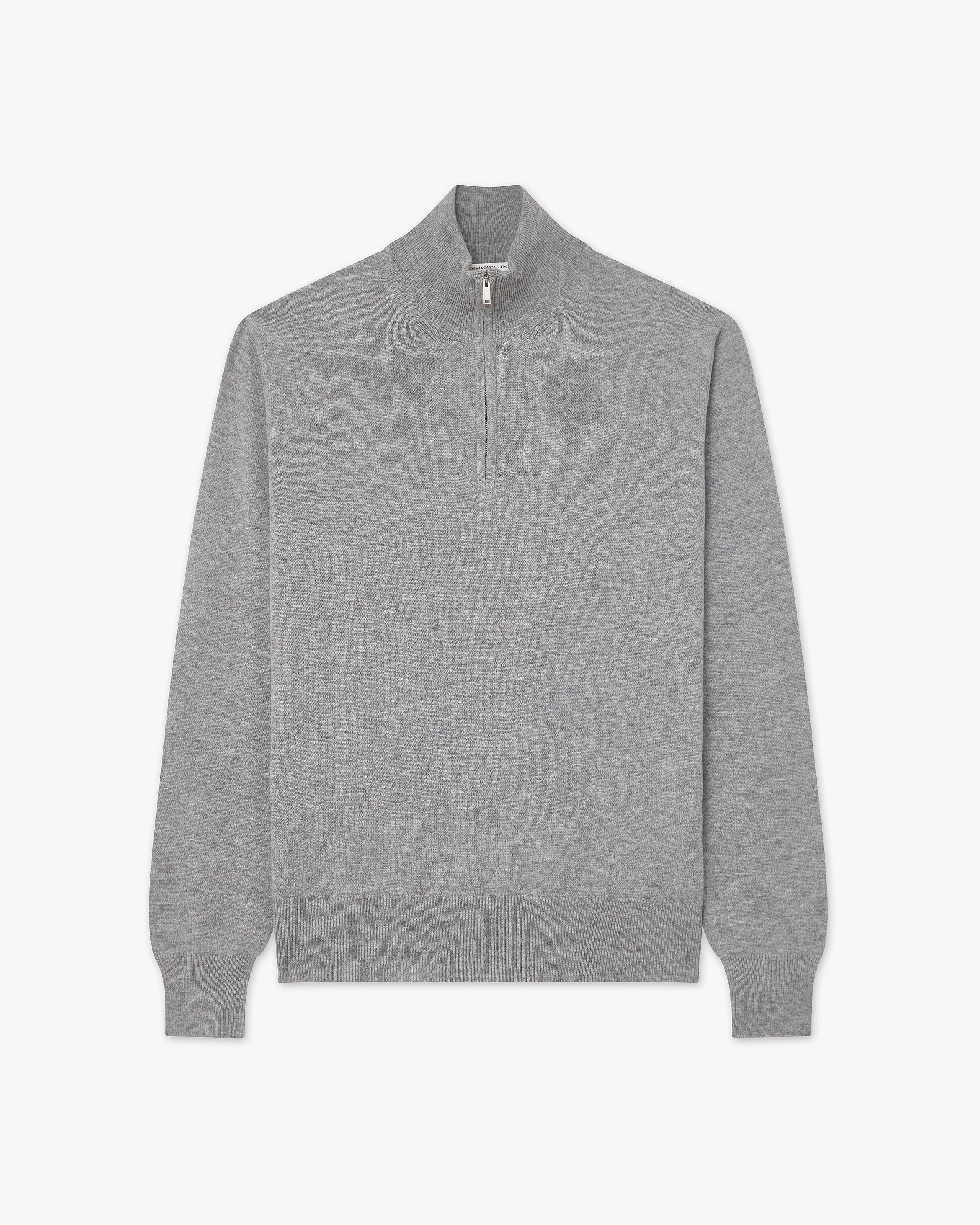 Men's Saxon Merino Quarter-Zip - Medium Grey | MaisonCashmere