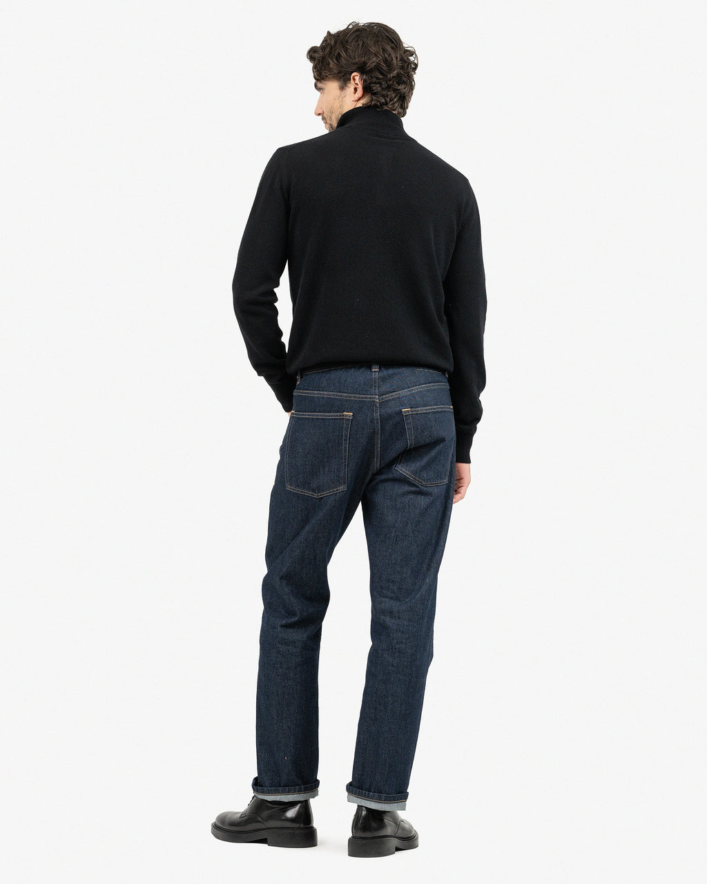 Men's Saxon Half-Zip Mock Neck - Black Merino