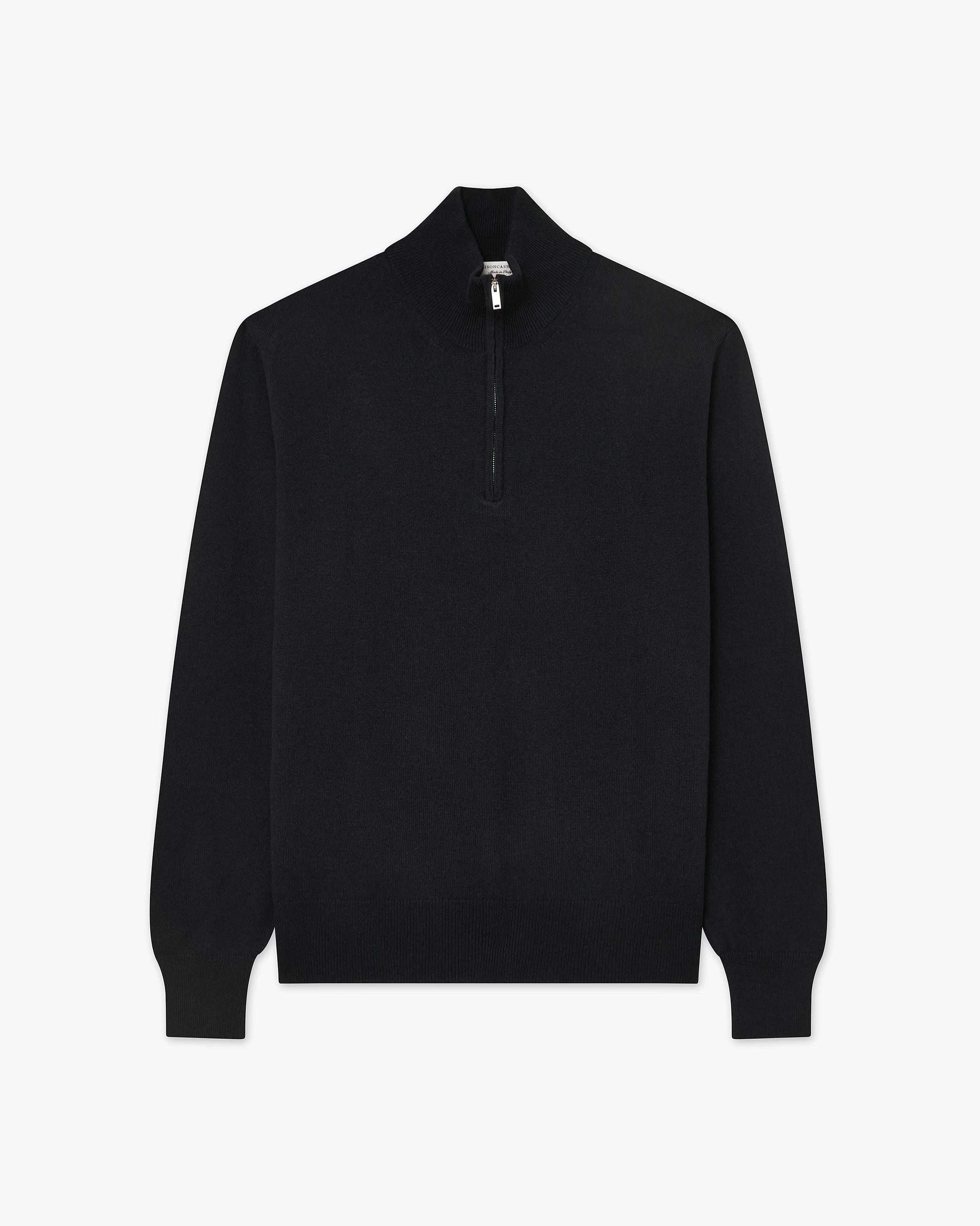 Men's Saxon Half-Zip Mock Neck - Black Merino