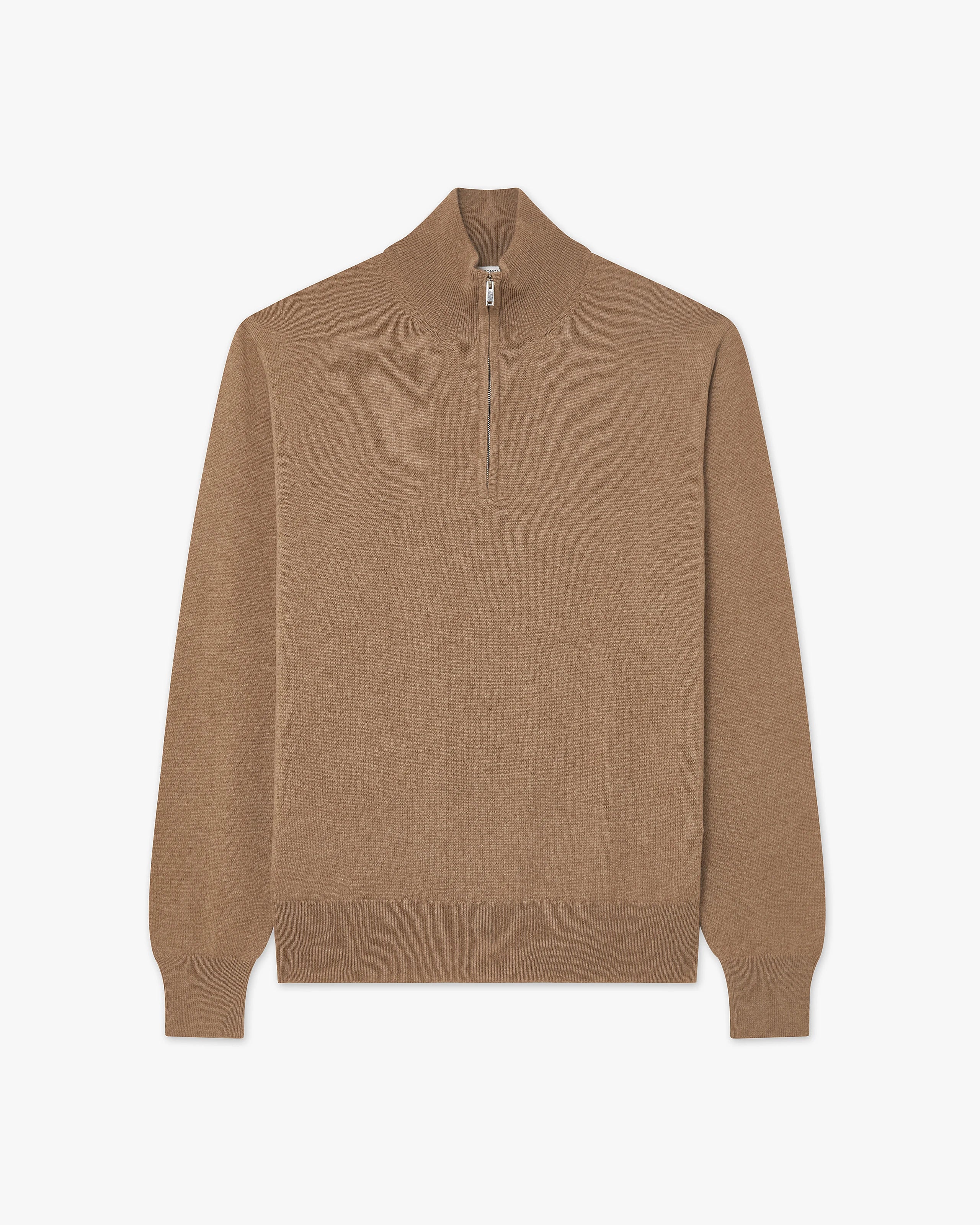 Men's Saxon Half-Zip Mock Neck - Hazelnut Merino