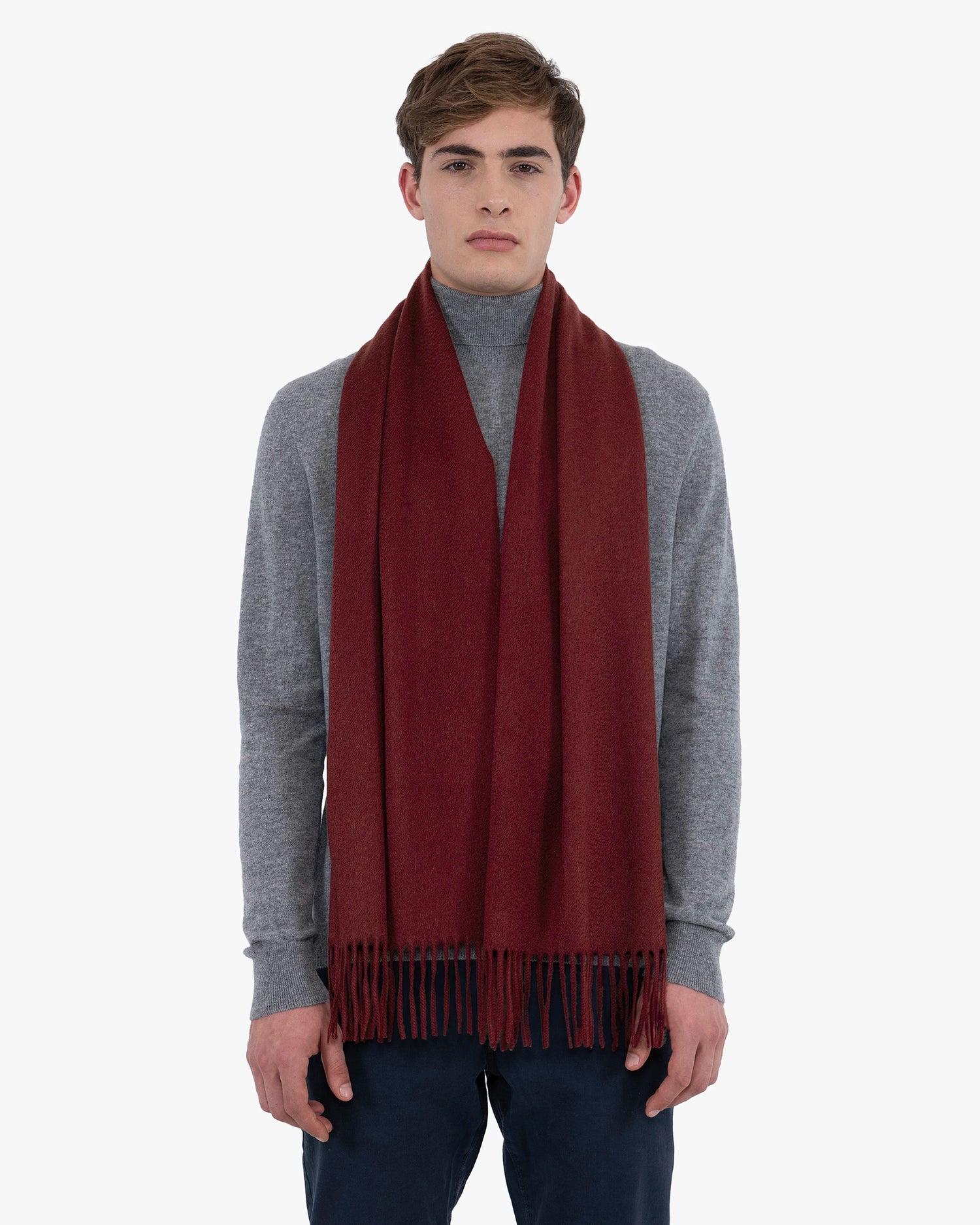 Sciarpa Cashmere Courmayeur per Uomo Bordeaux MaisonCashmere