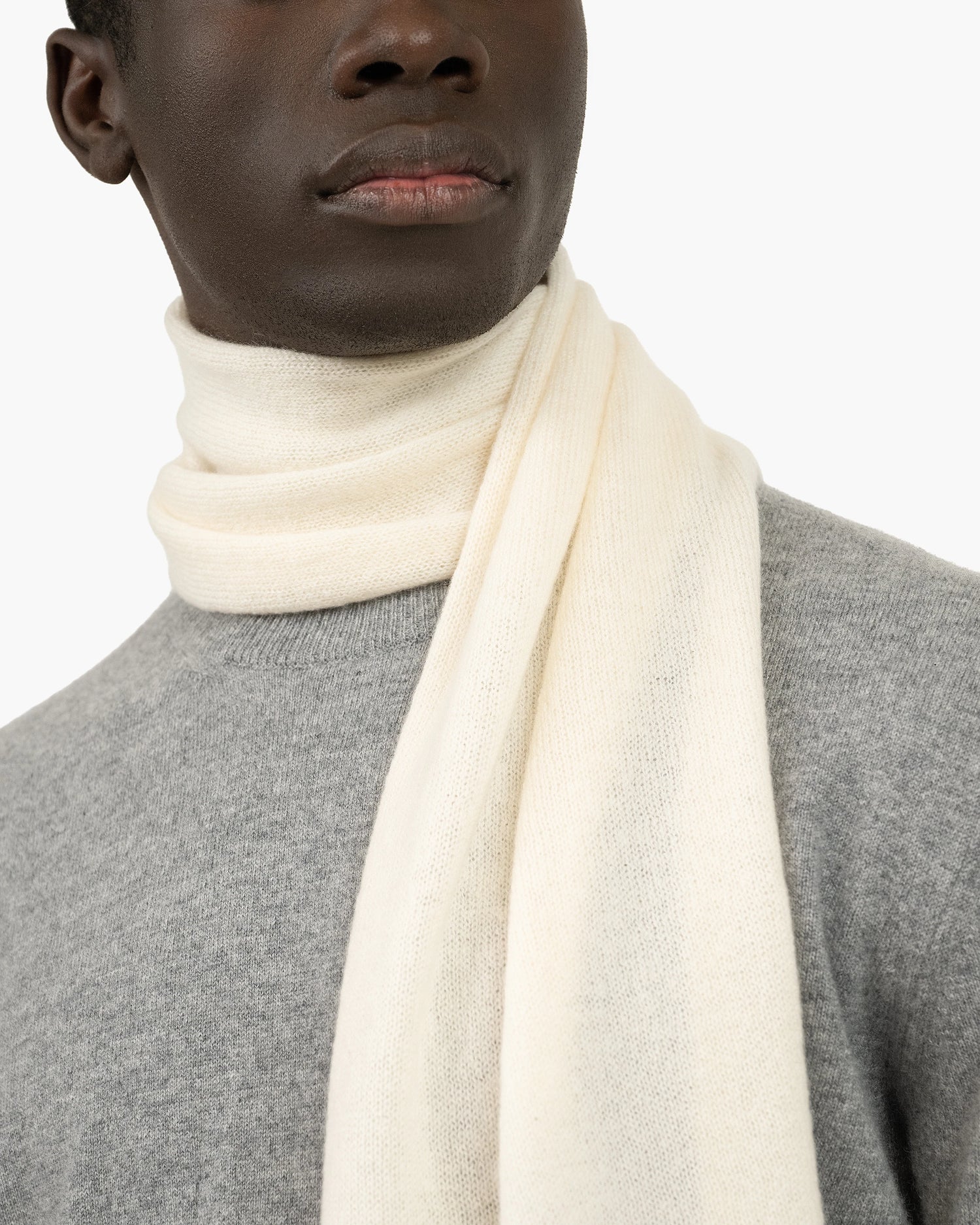 Essential Cashmere Scarf for Men White MaisonCashmere