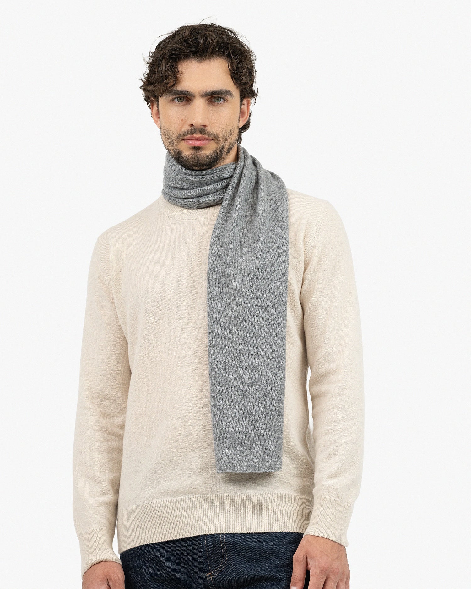 Essential Cashmere Scarf for Men Medium Grey MaisonCashmere