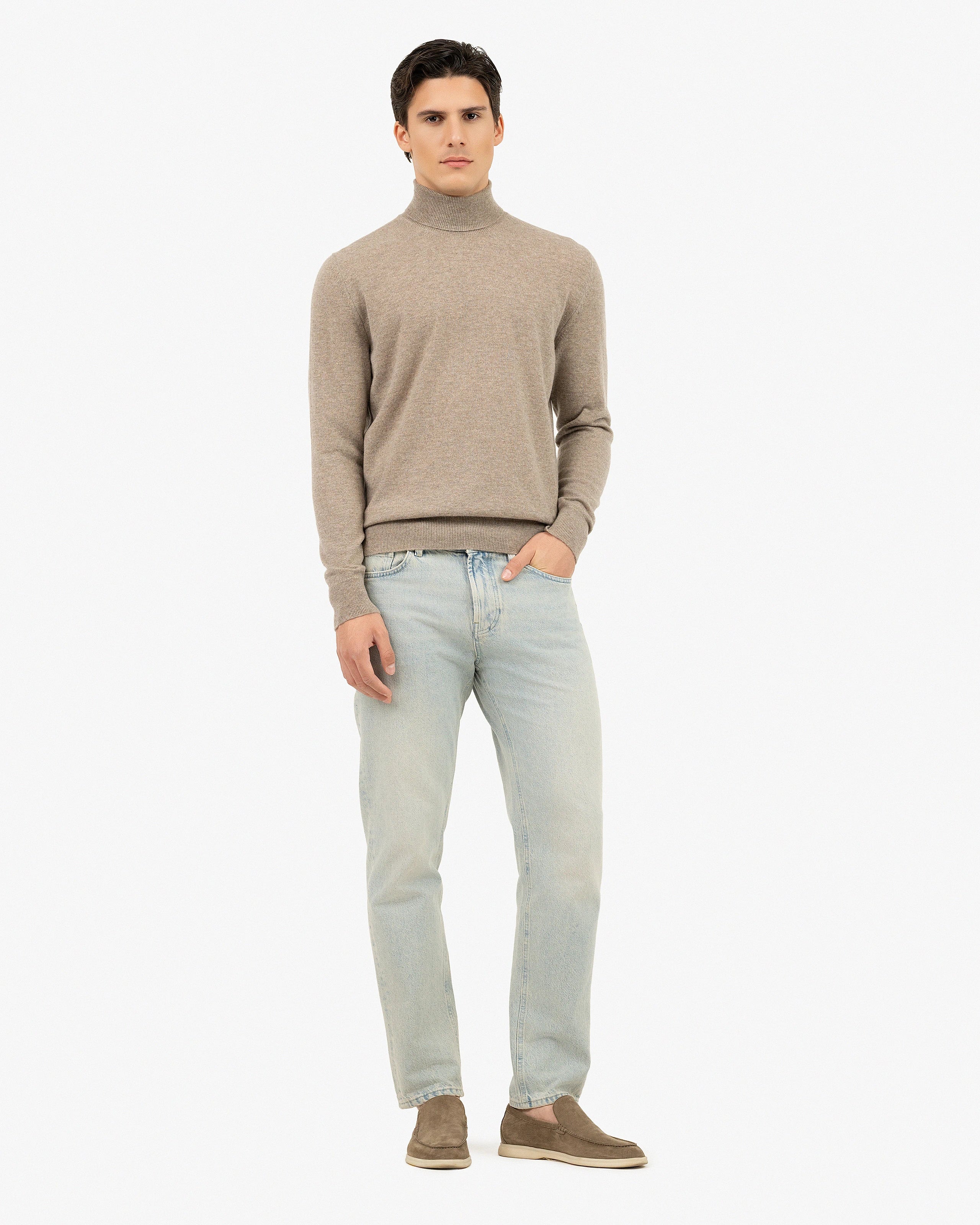 Men's Sevile Turtleneck Sweater - Taupe Cashmere