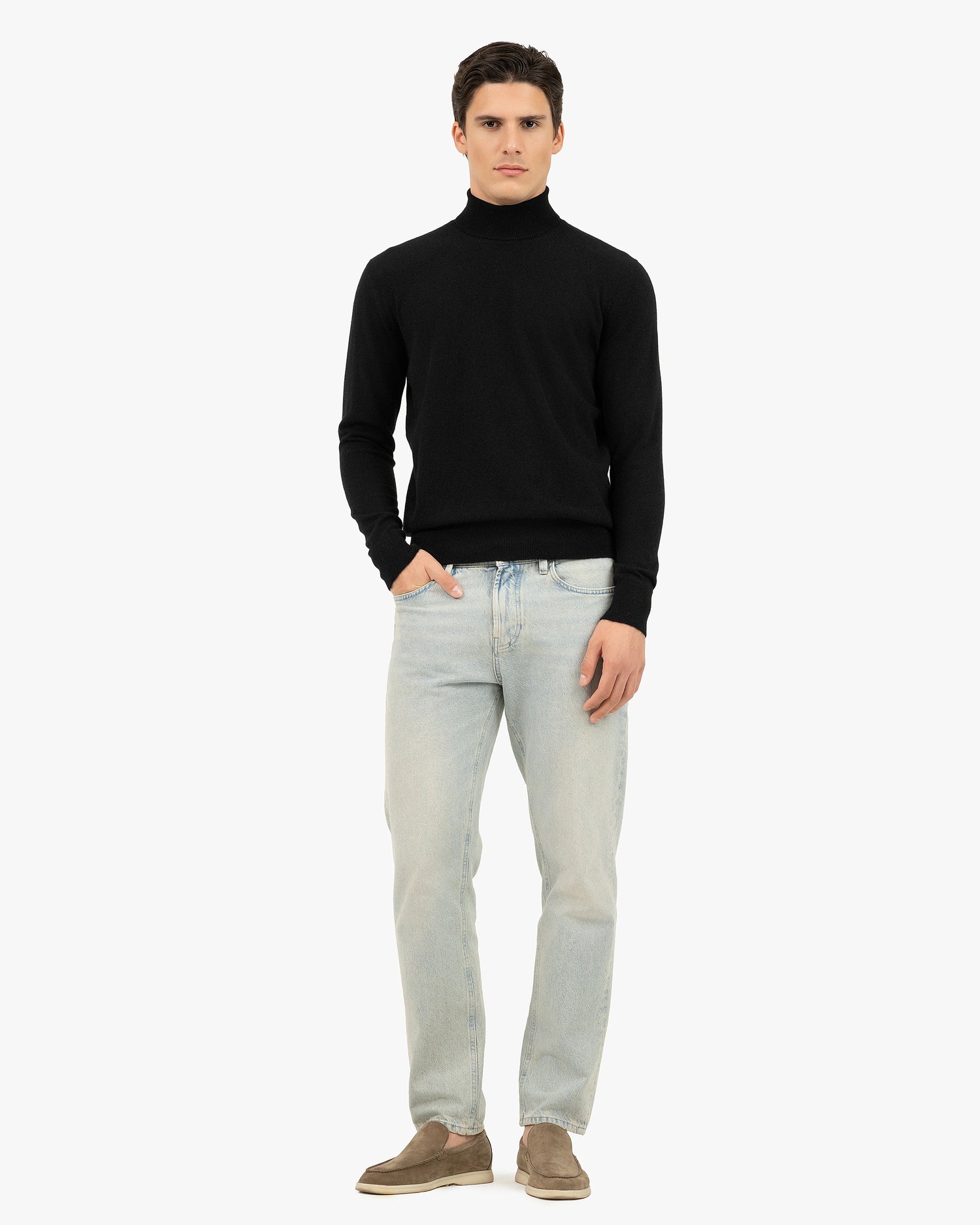 Men's Sevile Cashmere Roll Neck Jumper Black MaisonCashmere