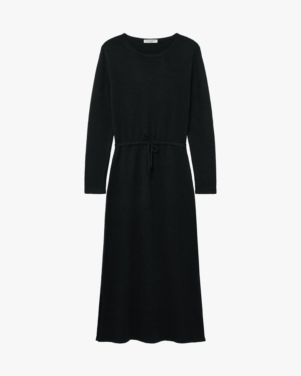 dress knitted long wool black Vince Women's Draped Wool-Blend Crewneck Midi-Dress - Black