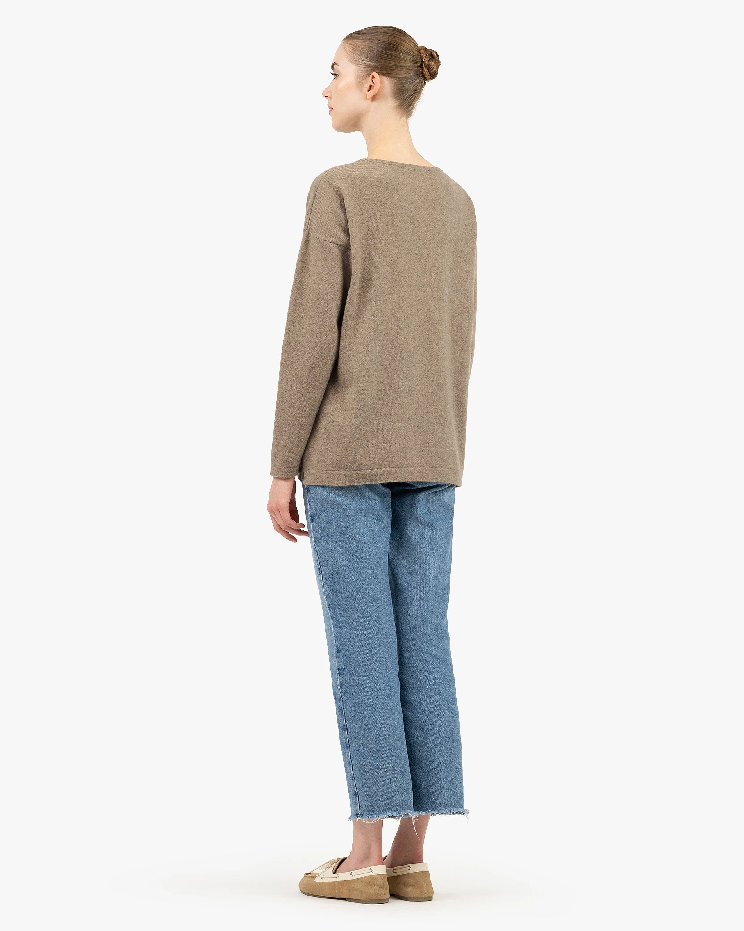 Mollis Boat Neck Sweater - Taupe Cashmere