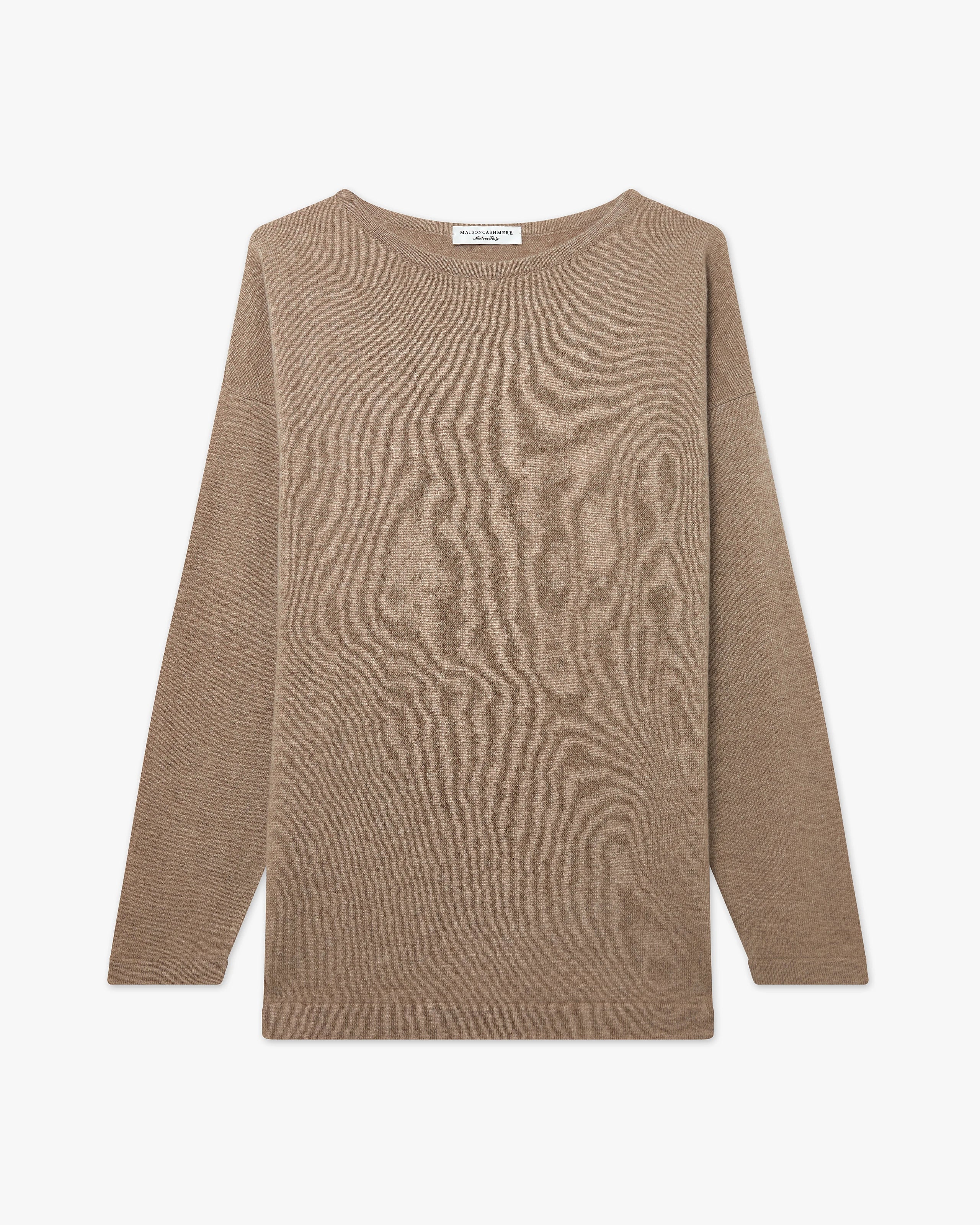 Mollis Boat Neck Sweater - Taupe Cashmere