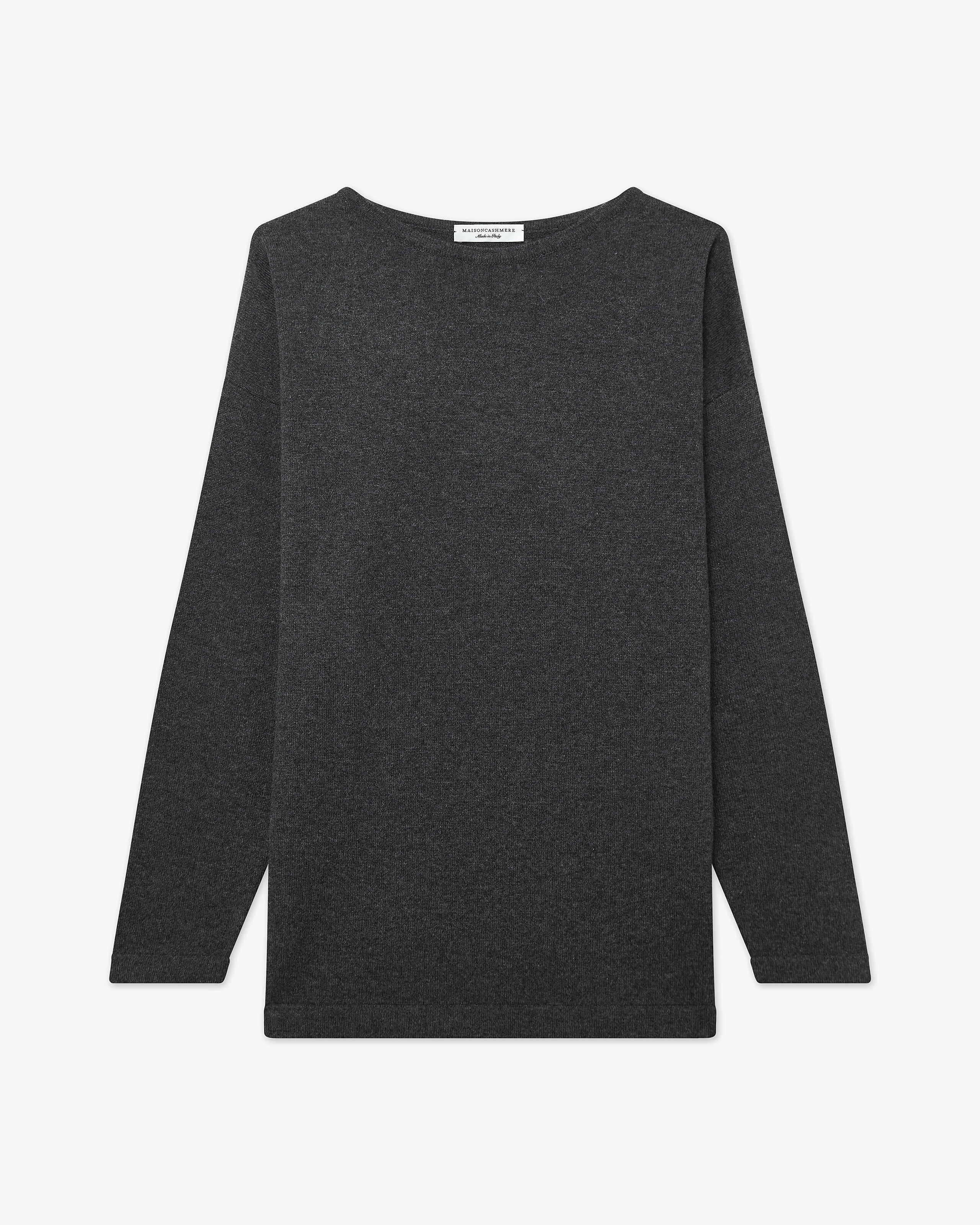 Mollis Boat Neck Sweater - Charcoal Cashmere