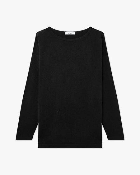 Mollis Boat Neck Sweater - Black Cashmere