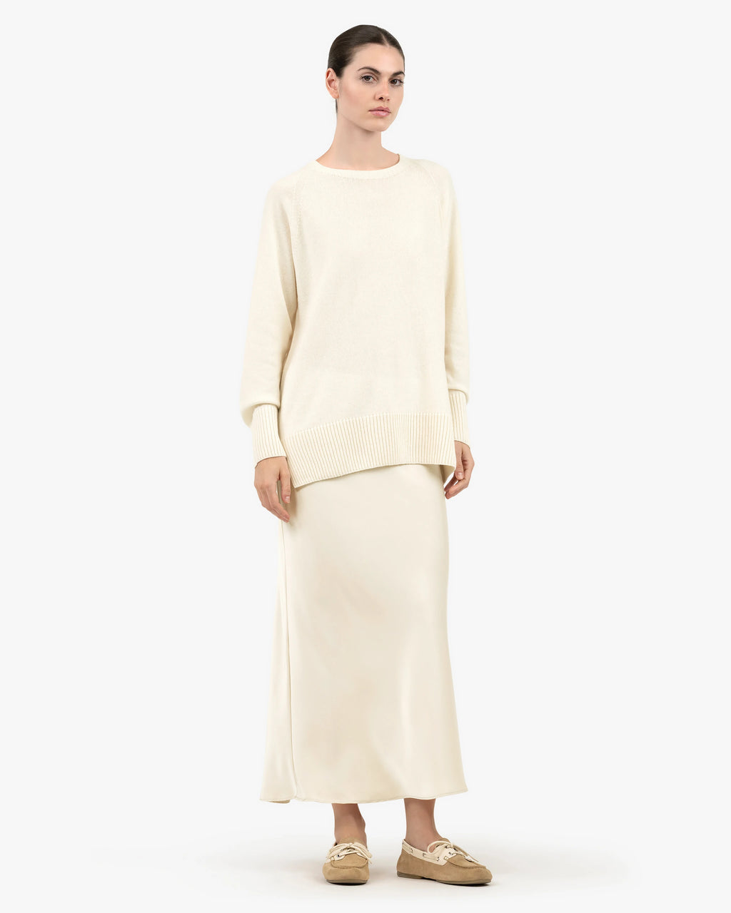 Mosel Maxi Boat Neck - White Cashmere