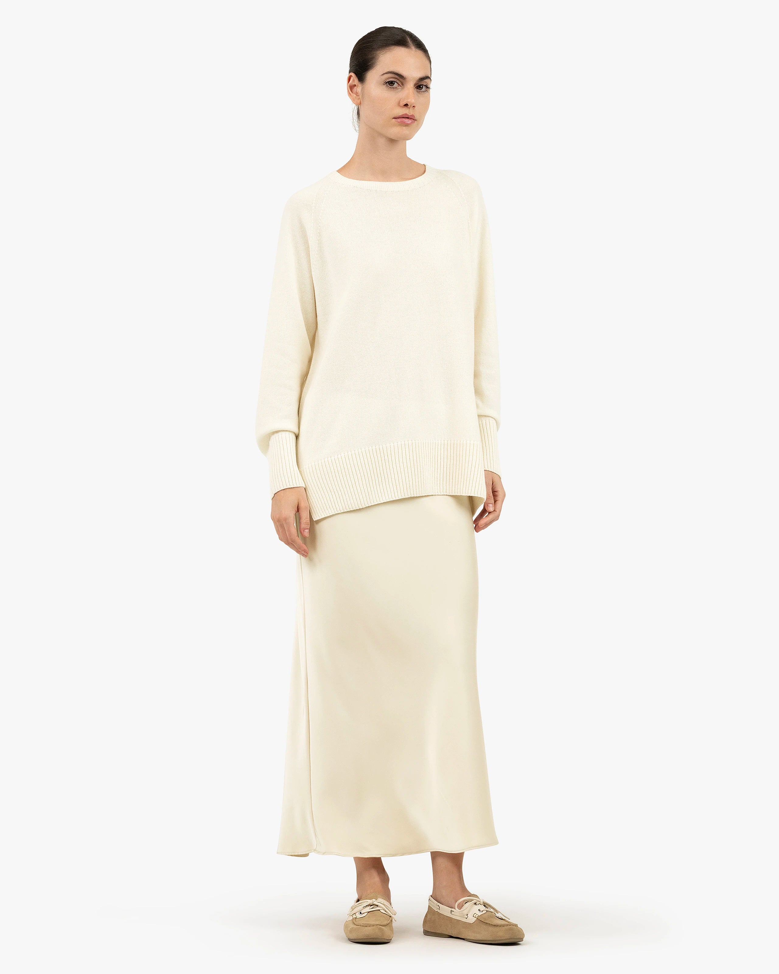 Mosel Maxi Boat Neck - White Cashmere