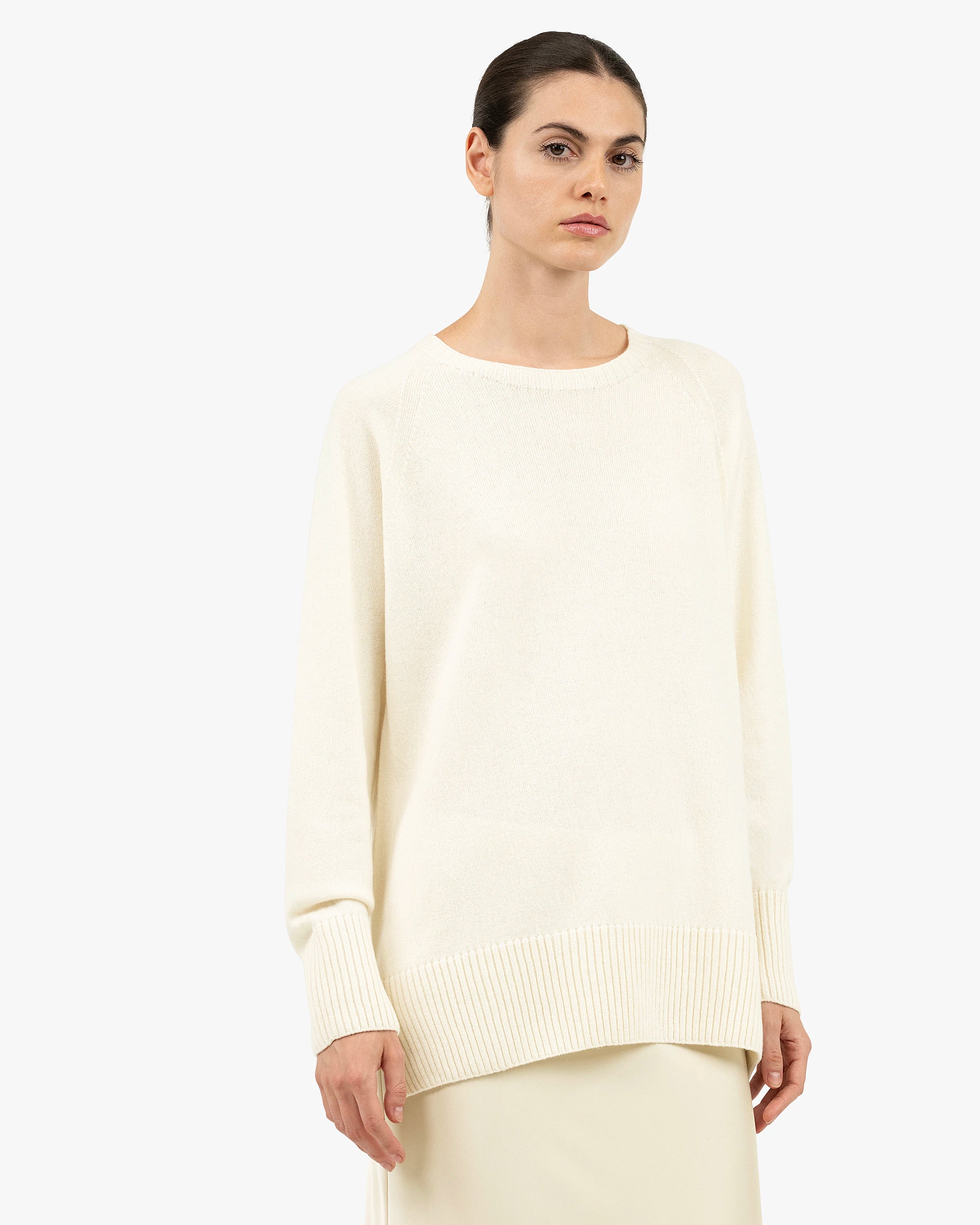 Mosel Maxi Boat Neck - White Cashmere