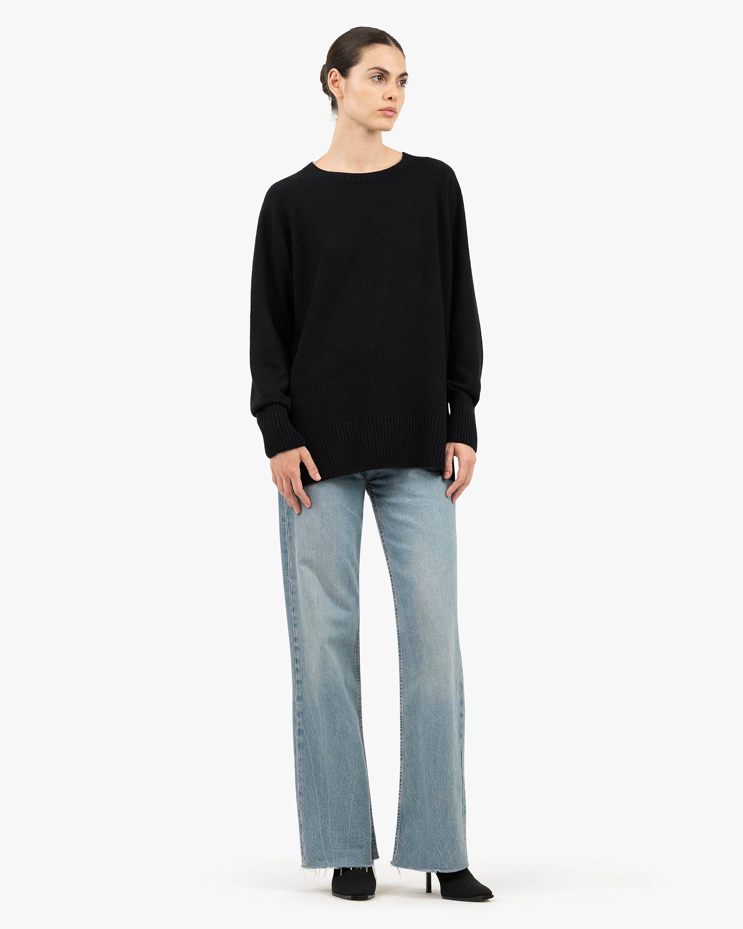 Mosel Maxi Boat Neck - Black Cashmere