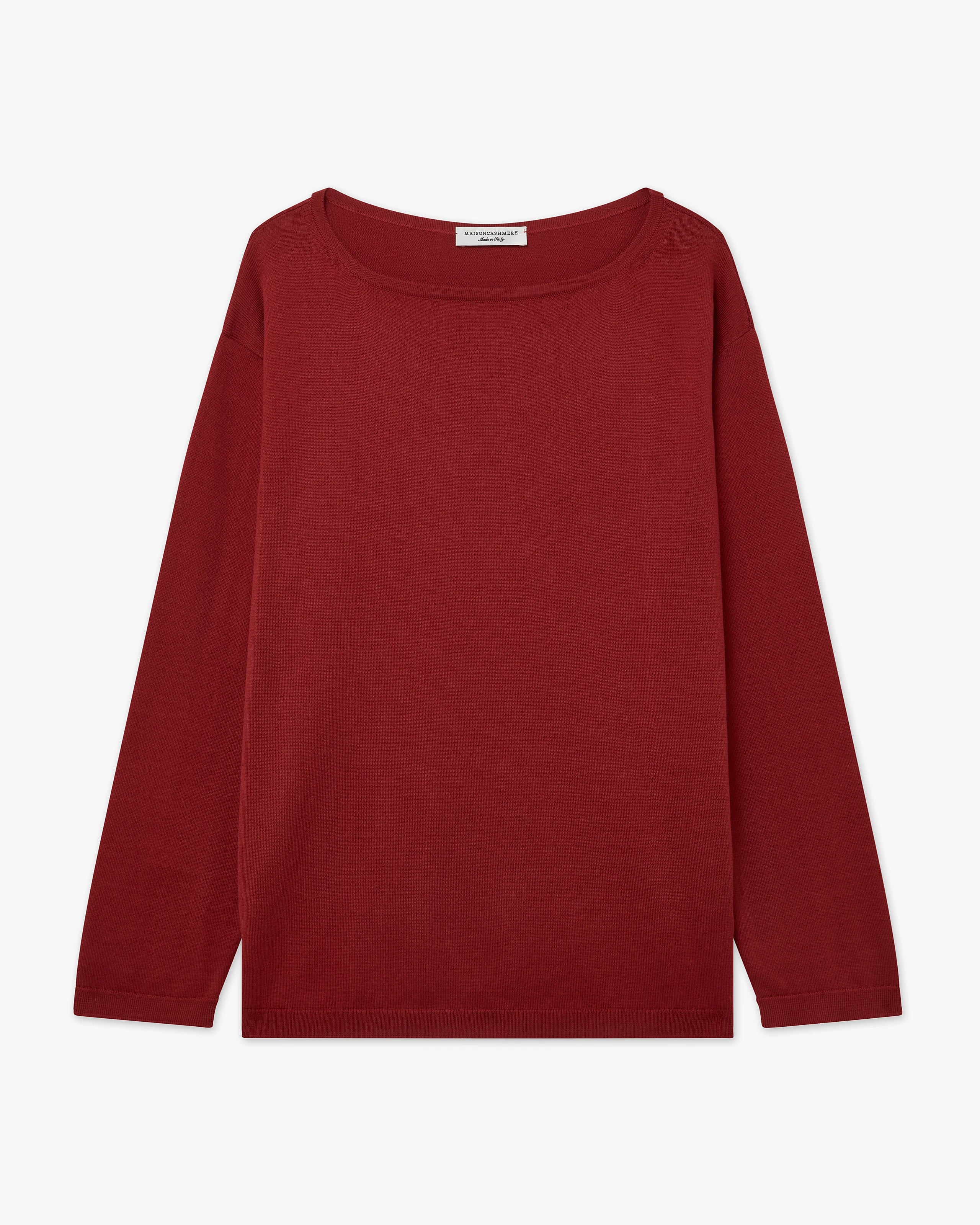Oasi Boat Neck Sweater - Red Cotone