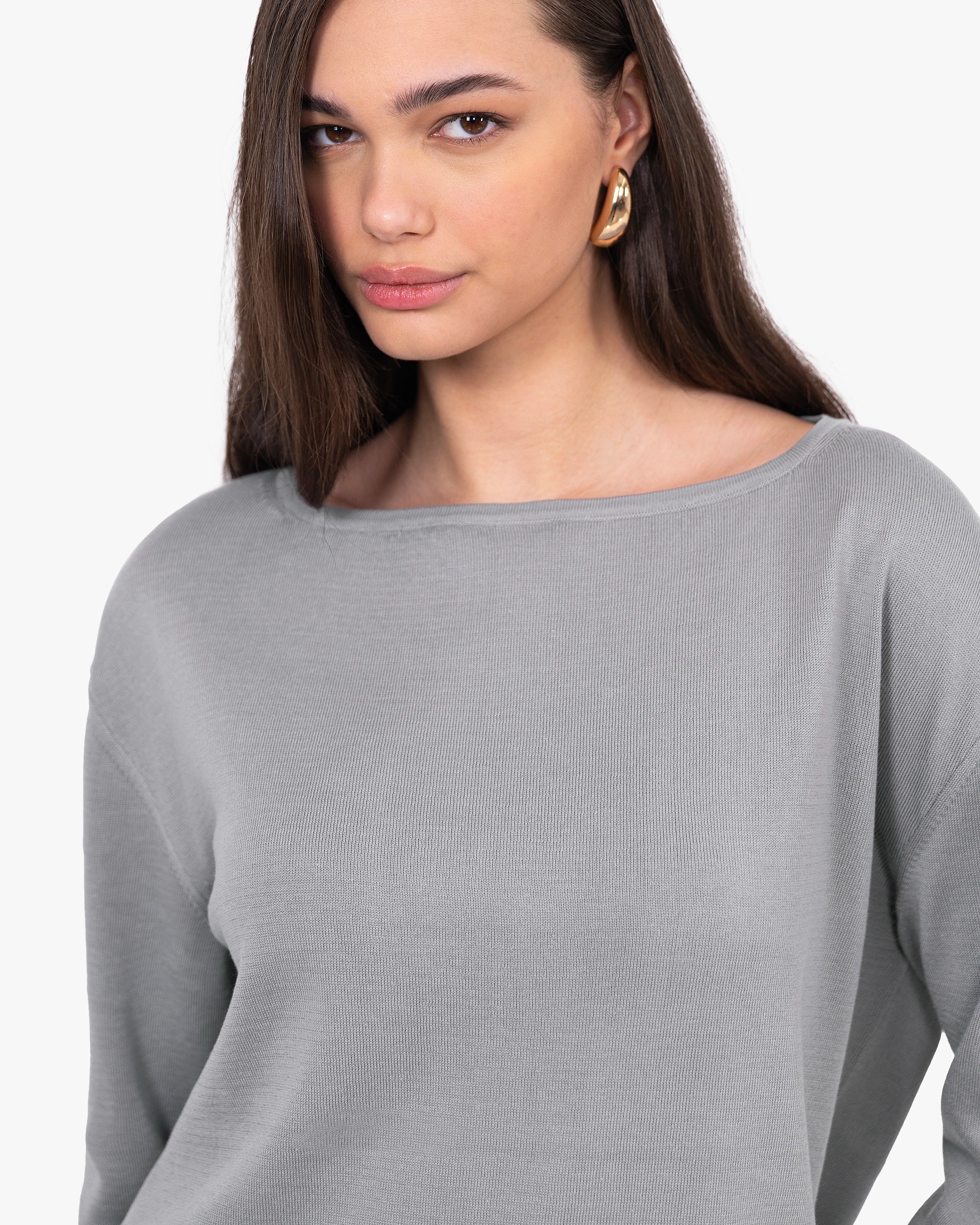 Oasi Boat Neck Sweater - Grey Cotone