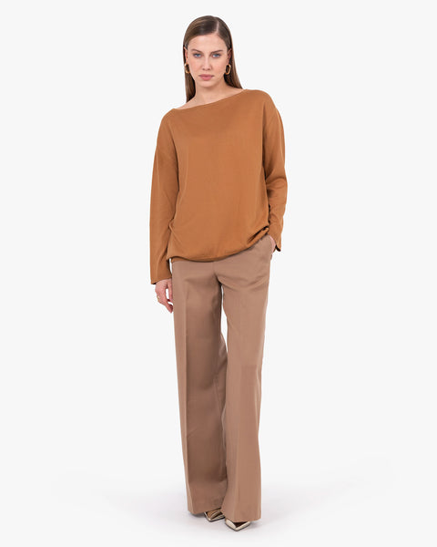 Oasi Boat Neck Sweater - Hazelnut Cotone