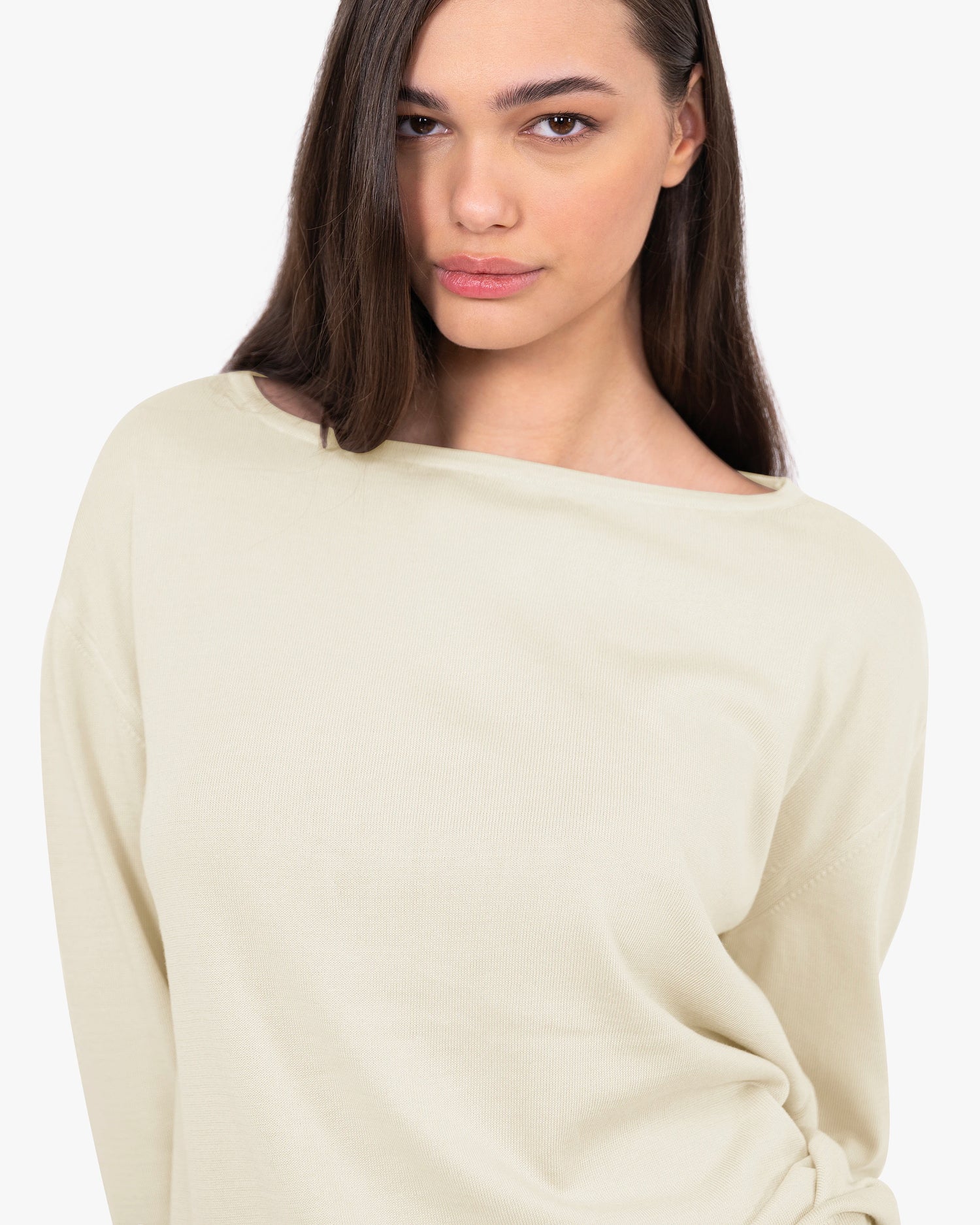 Women's Oasi Cotton Boat Neck Jumper Beige MaisonCashmere