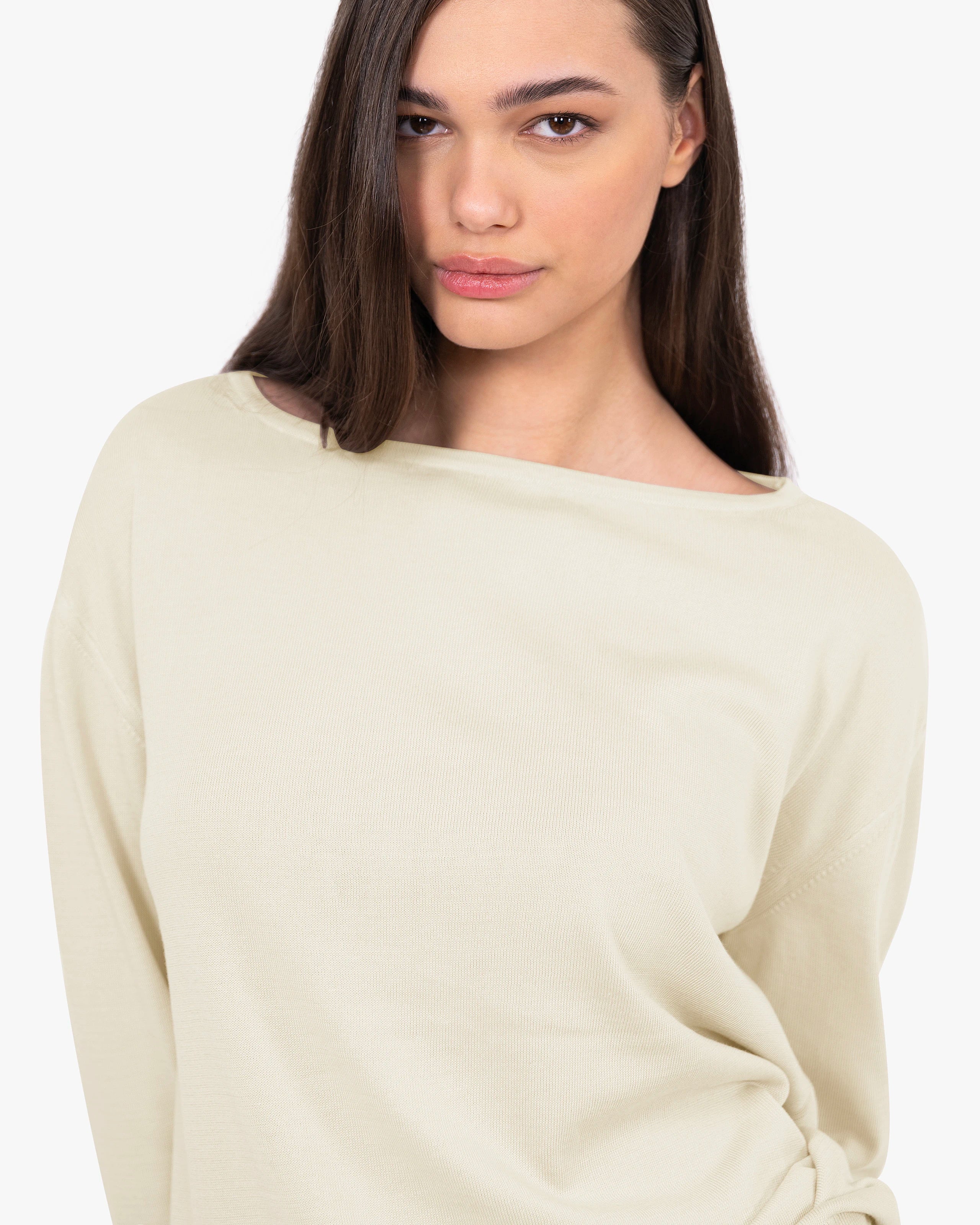 Oasi Boat Neck Sweater - Beige Cotone