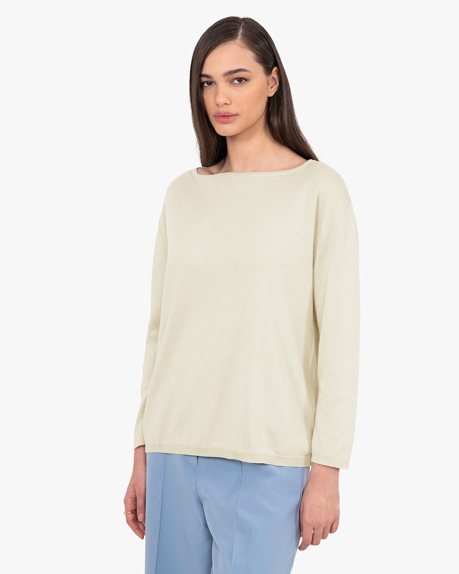 Oasi Boat Neck Sweater - Beige Cotone