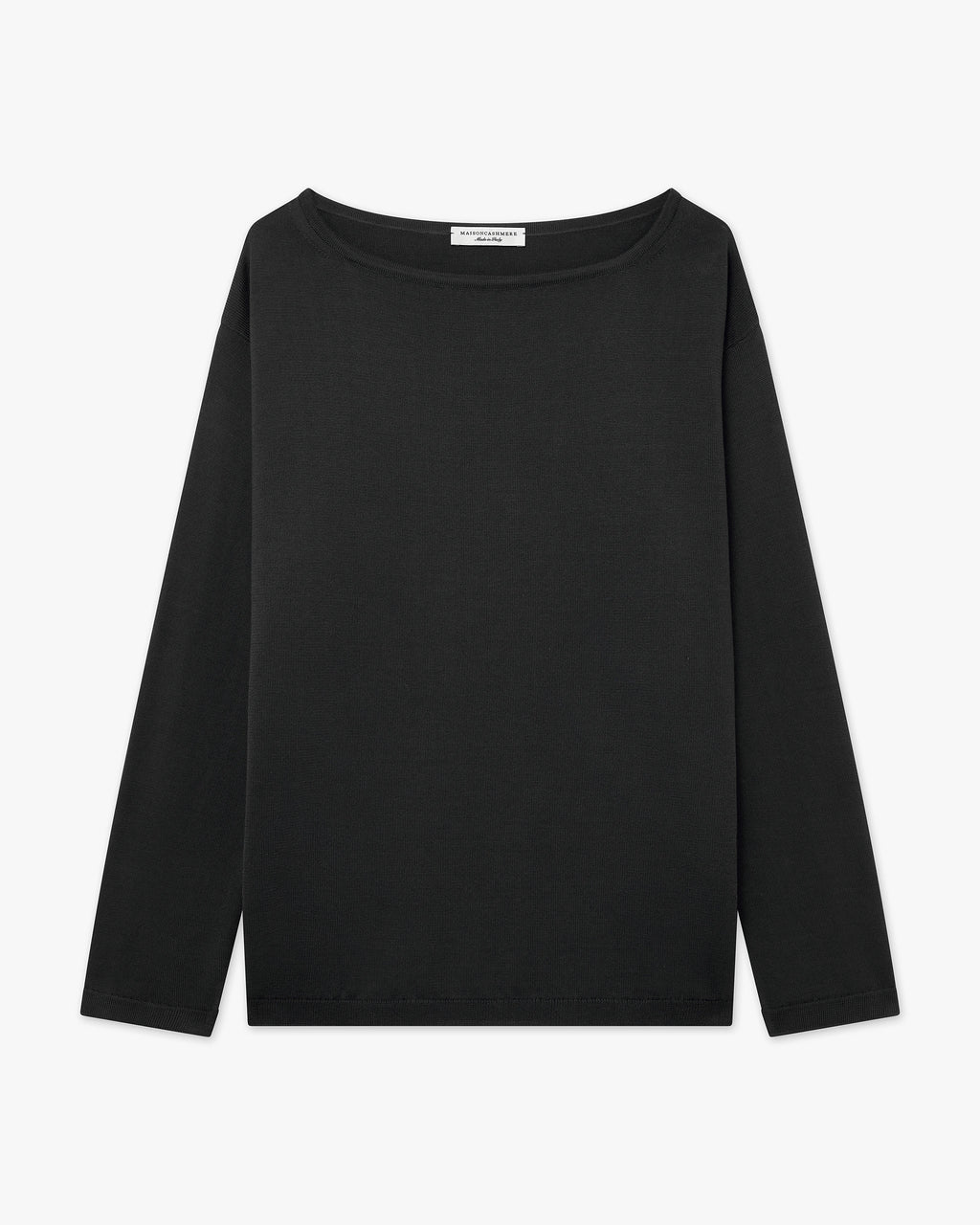 Oasi Boat Neck Sweater - Black Cotone