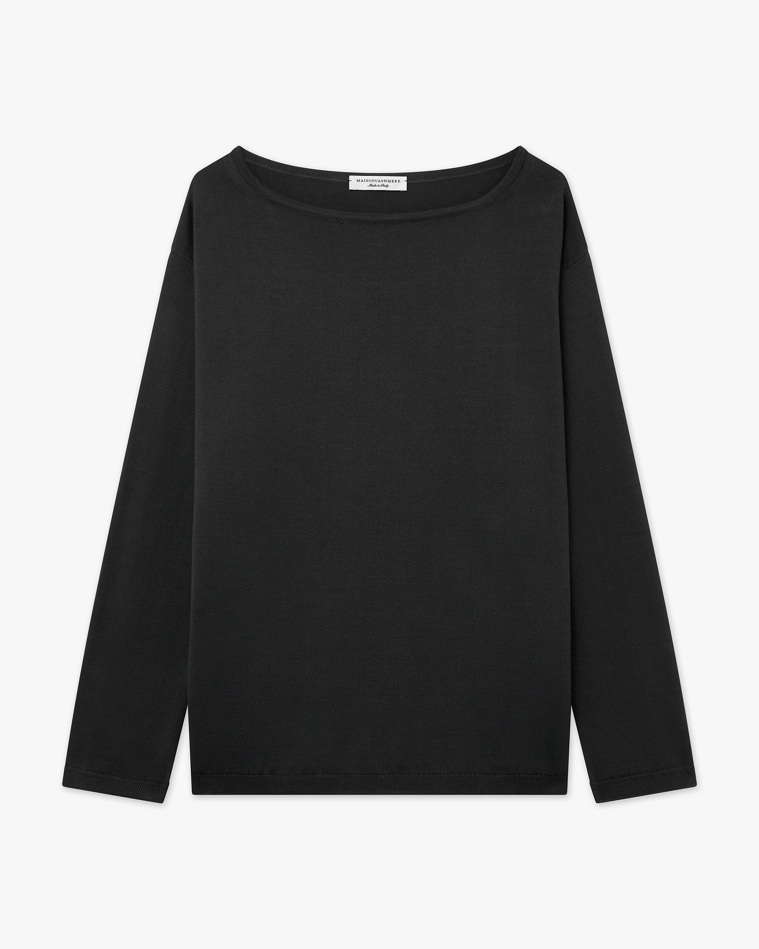Oasi Boat Neck Sweater - Black Cotone