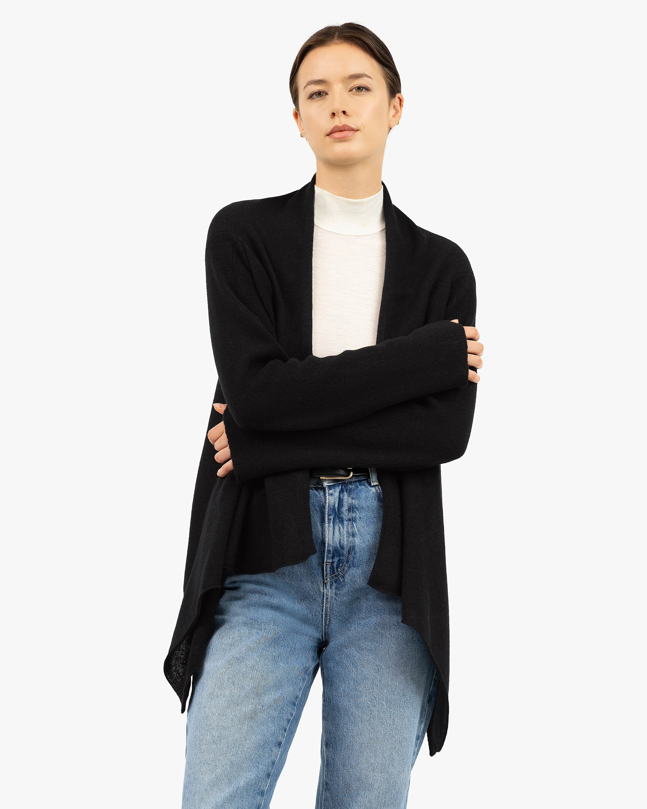 Ostuni Cardigan Wrap - Black Cashmere
