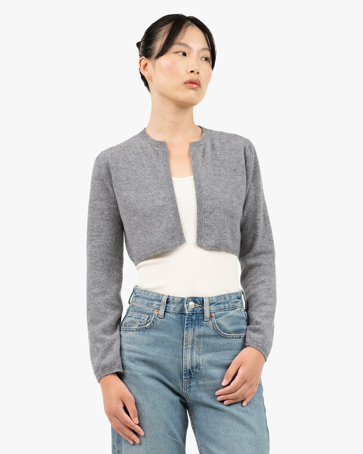 Grey Cashmere Bolero Sweater Ladies 100% Cashmere Wrap Sweater